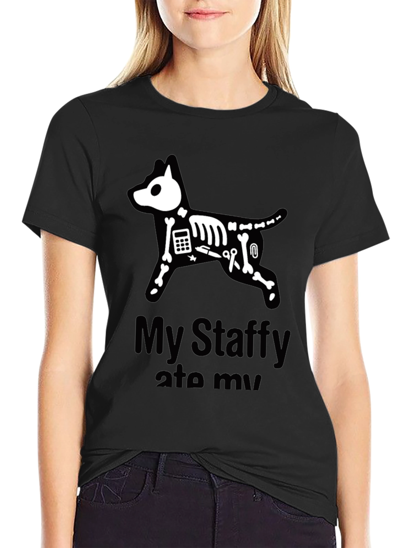 Camiseta Negra Mi Staffy Se Lo Comió