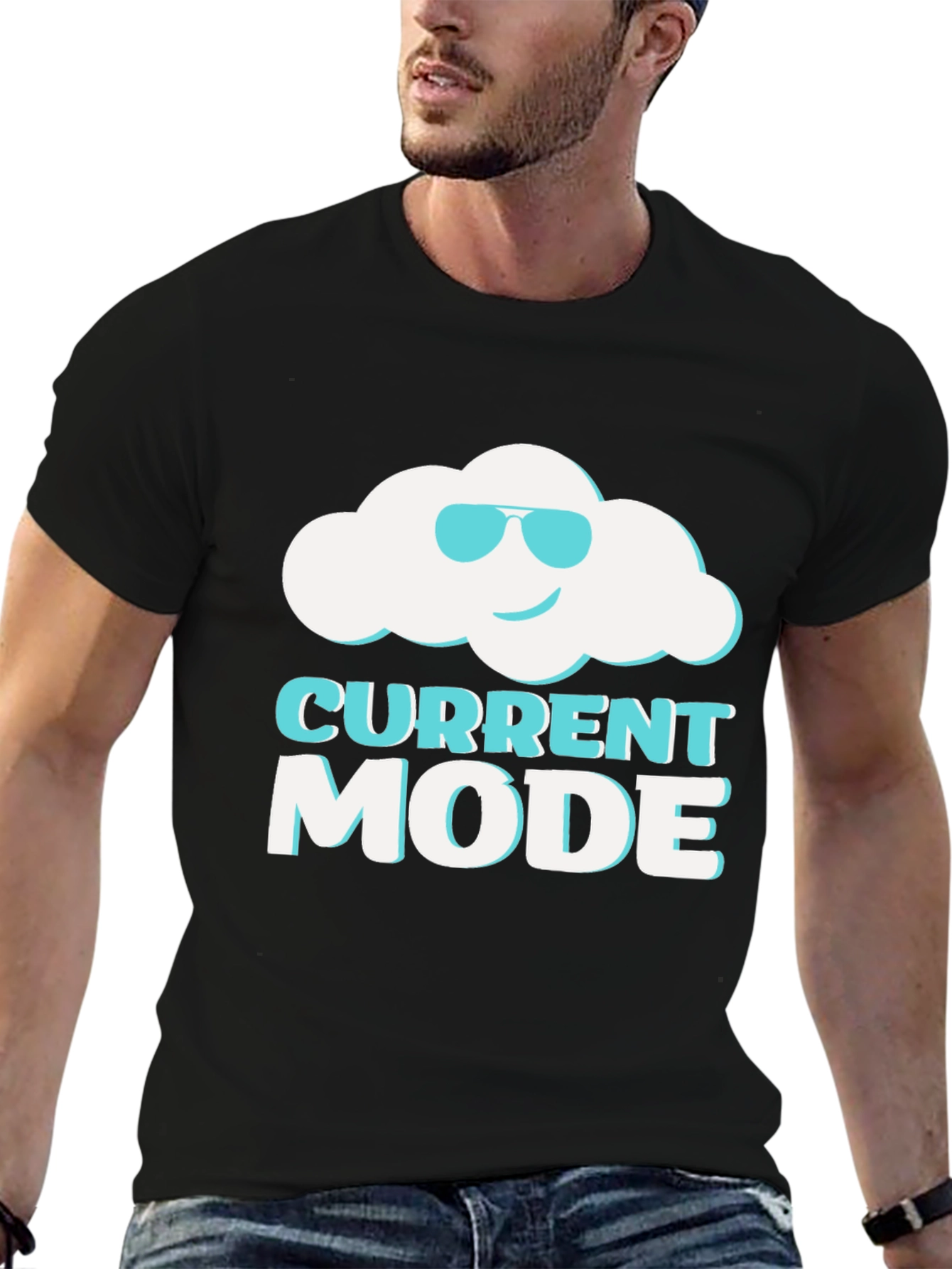 Camiseta Negra Current Mode con Nube