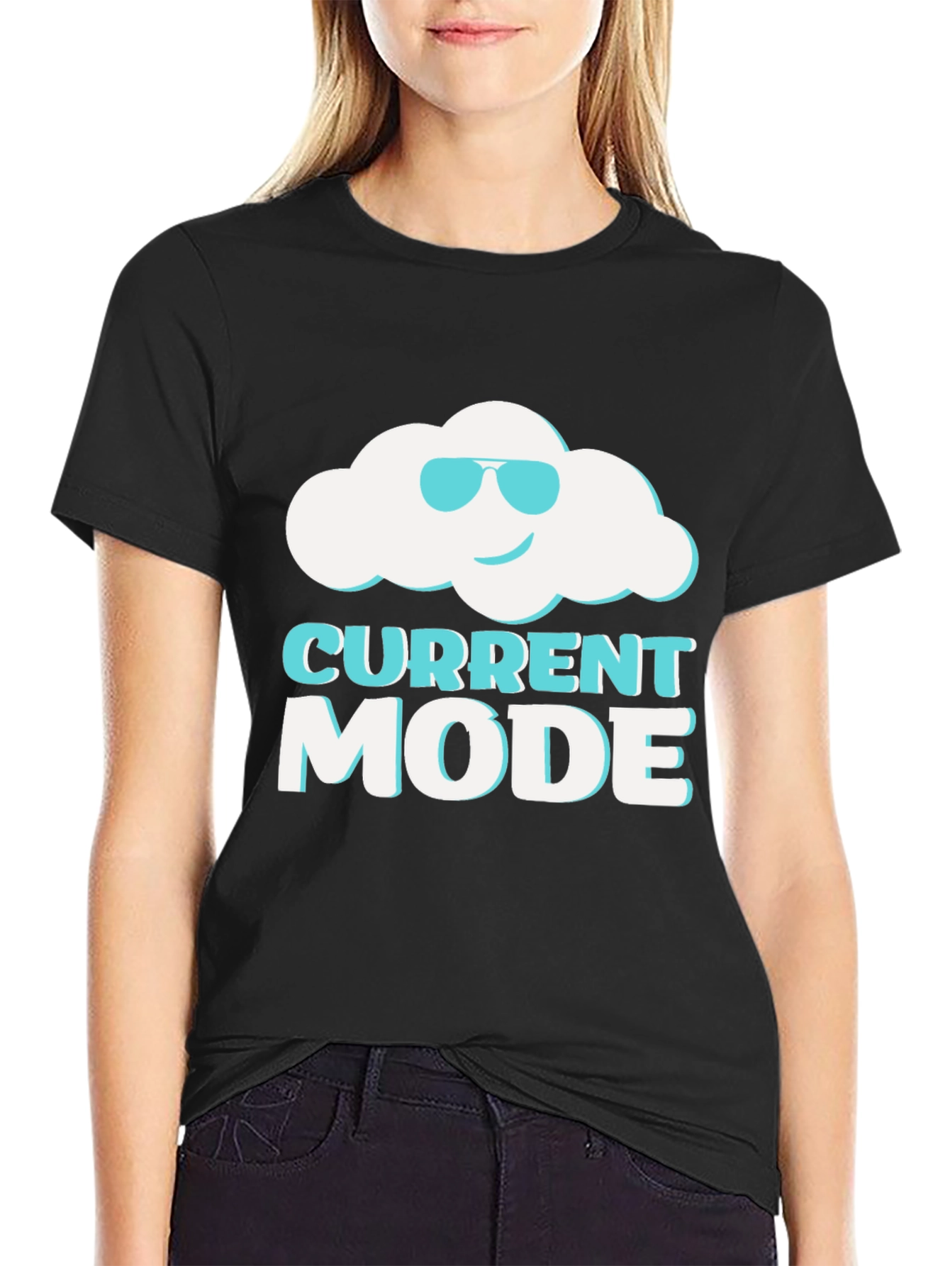 Camiseta Negra Current Mode con Nube
