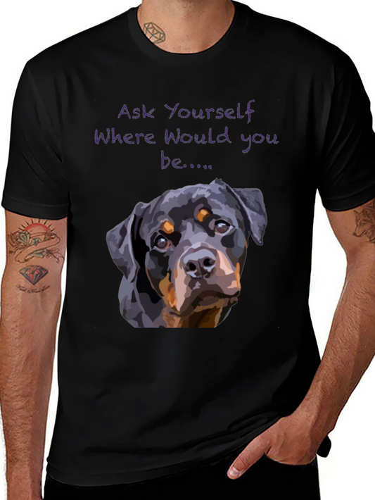 Camiseta Negra con Diseño de Rottweiler