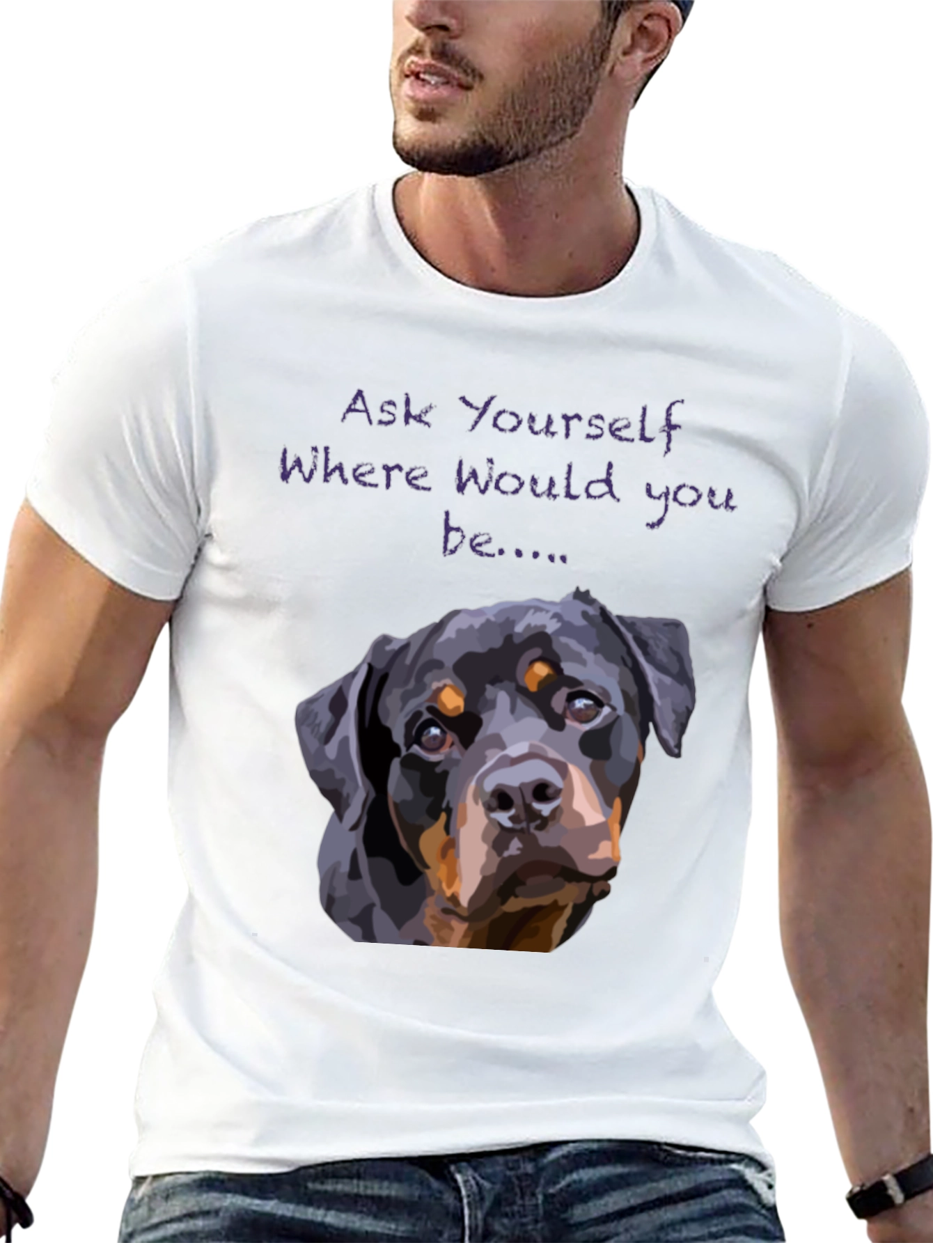 Camiseta Negra con Diseño de Rottweiler