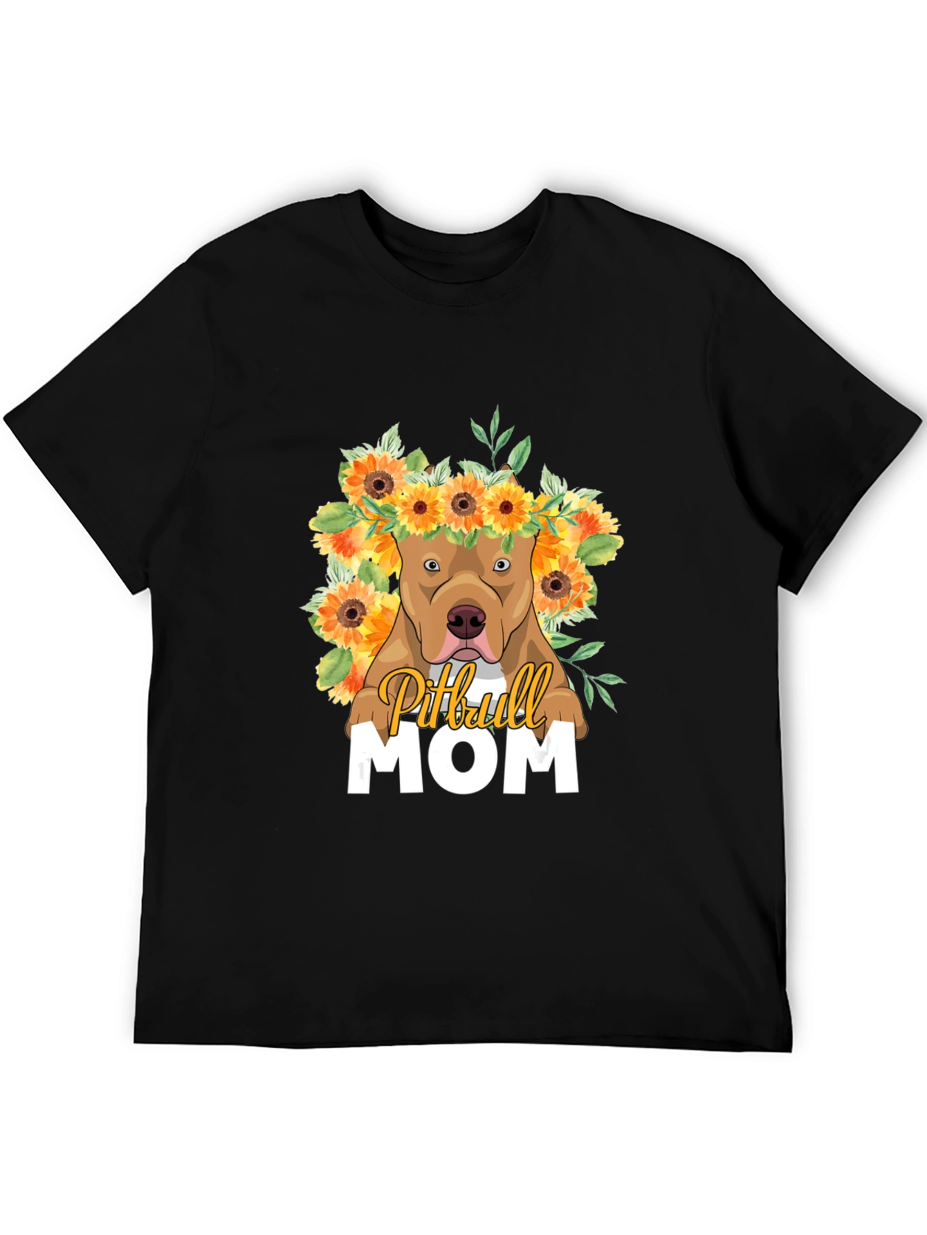 Camiseta Pitbull Mom - Diseño Floral Único