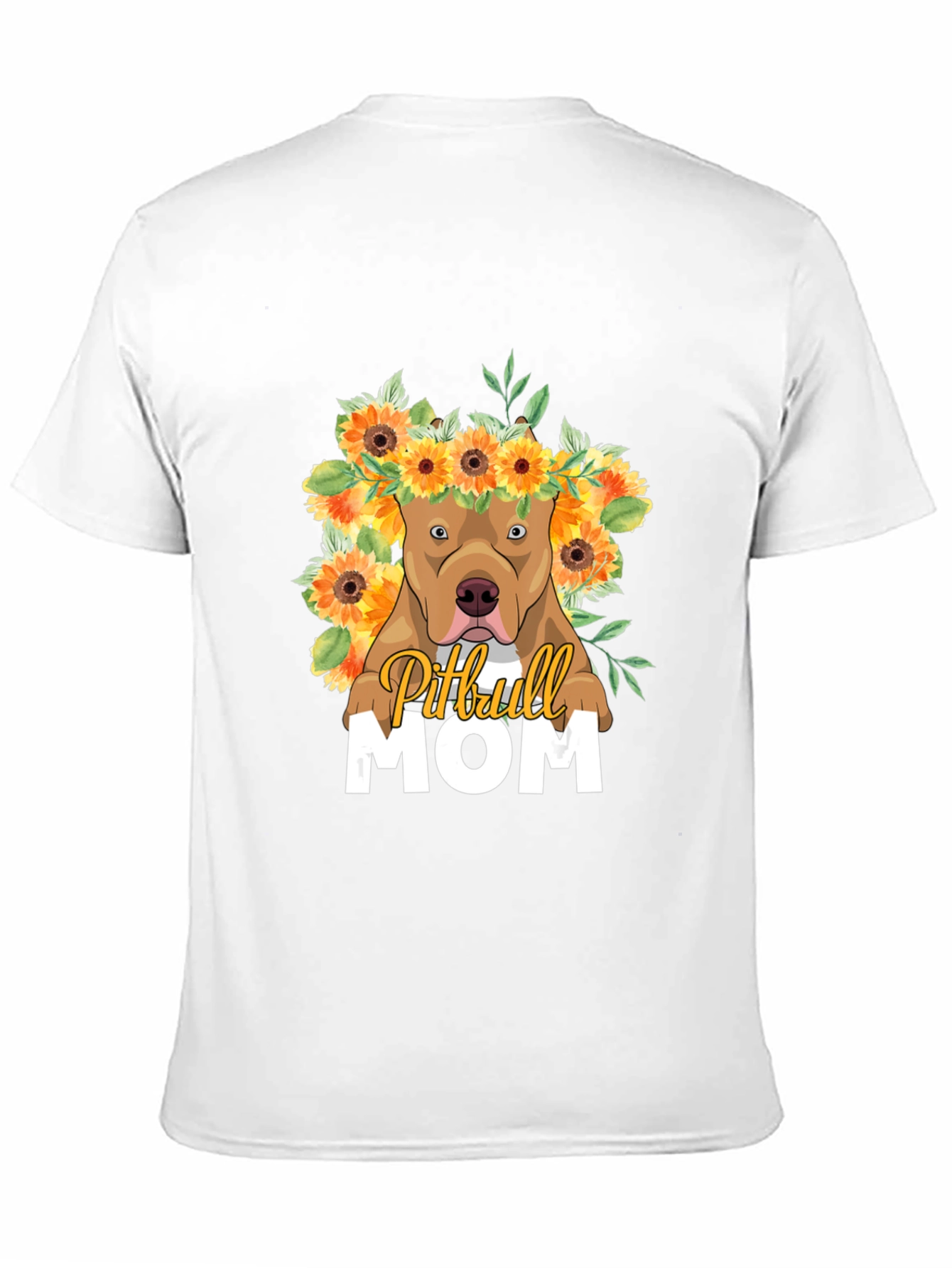Camiseta Pitbull Mom - Diseño Floral Único