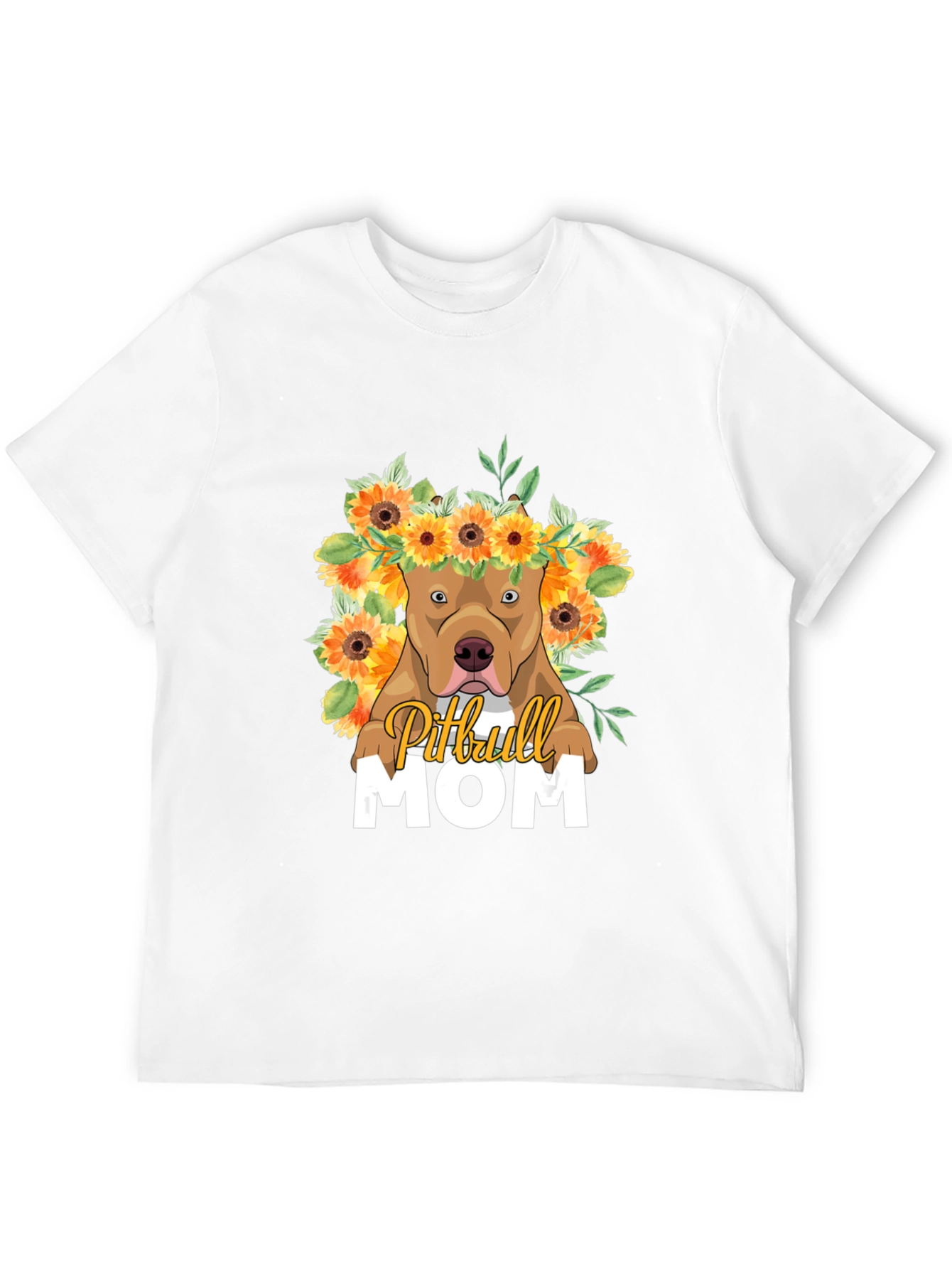 Camiseta Pitbull Mom - Diseño Floral Único