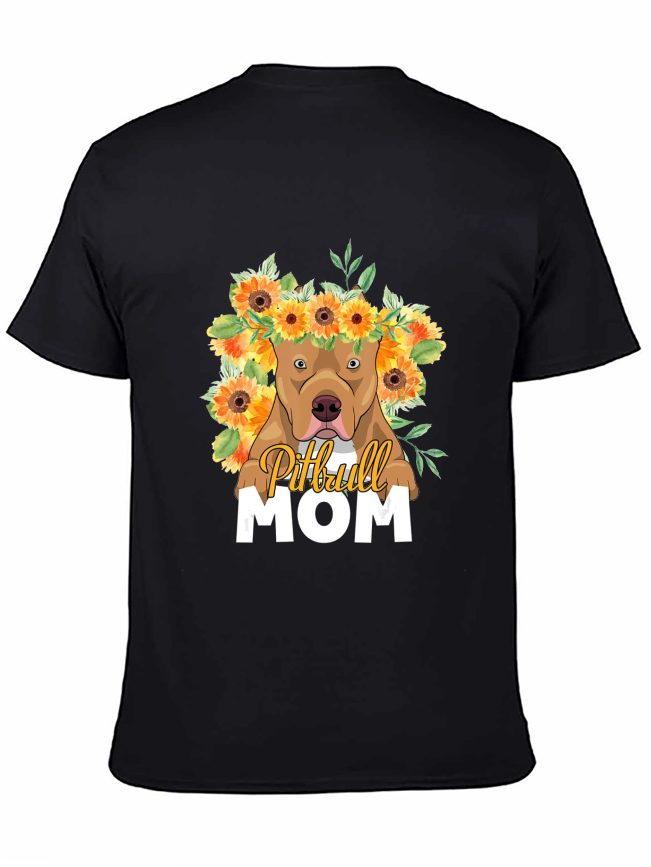 Camiseta Pitbull Mom - Diseño Floral Único