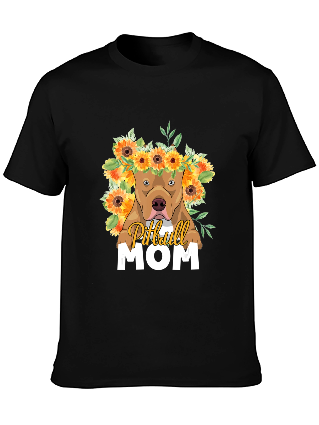 Camiseta Pitbull Mom - Diseño Floral Único