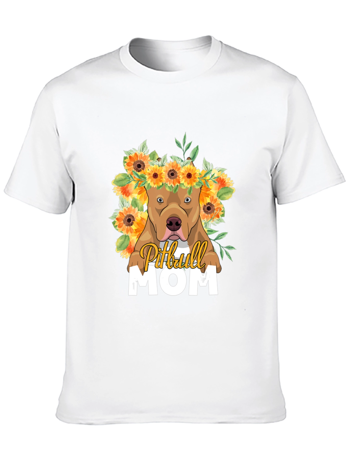 Camiseta Pitbull Mom - Diseño Floral Único