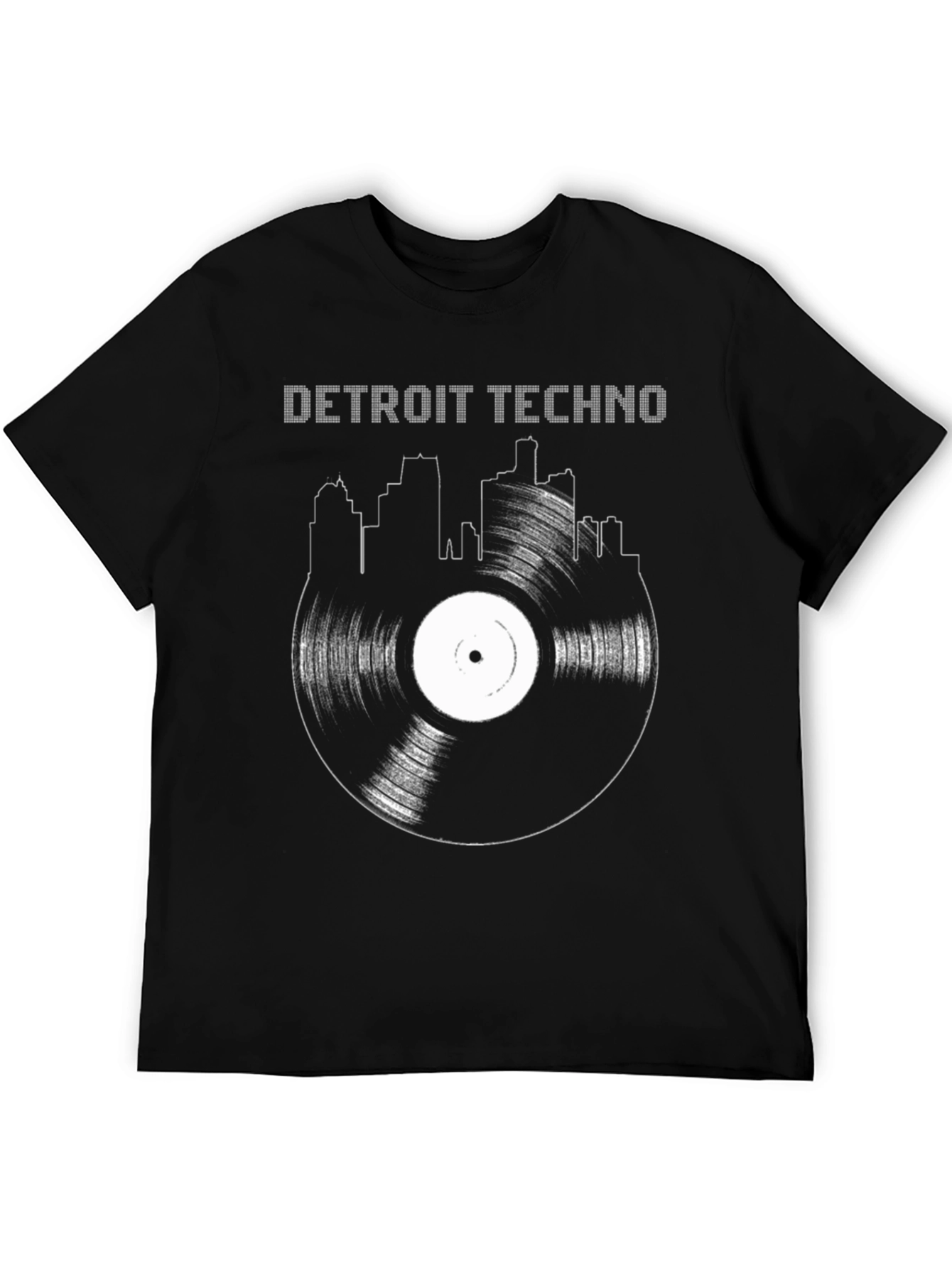 Camiseta Negra Detroit Techno Vinilo