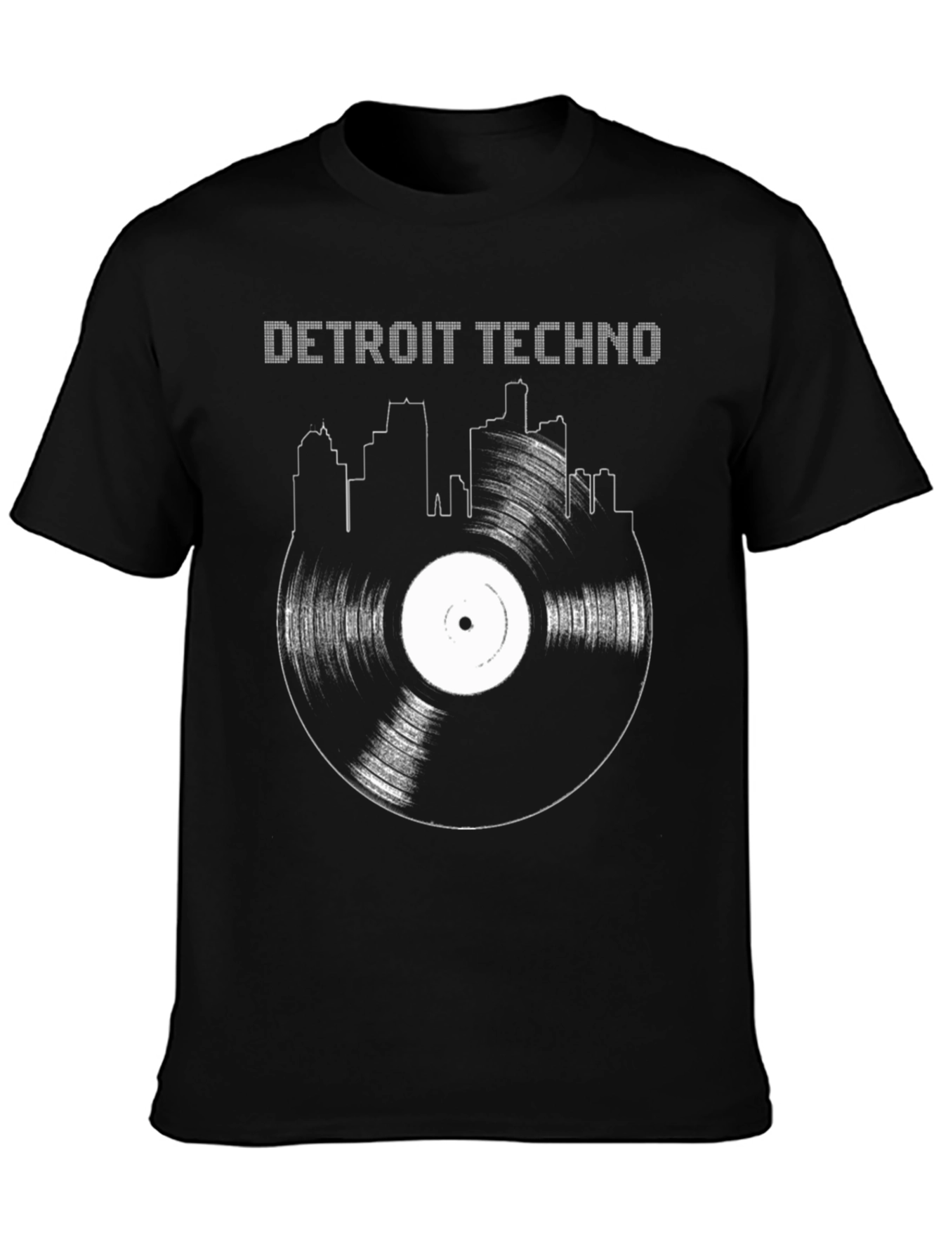 Camiseta Negra Detroit Techno Vinilo