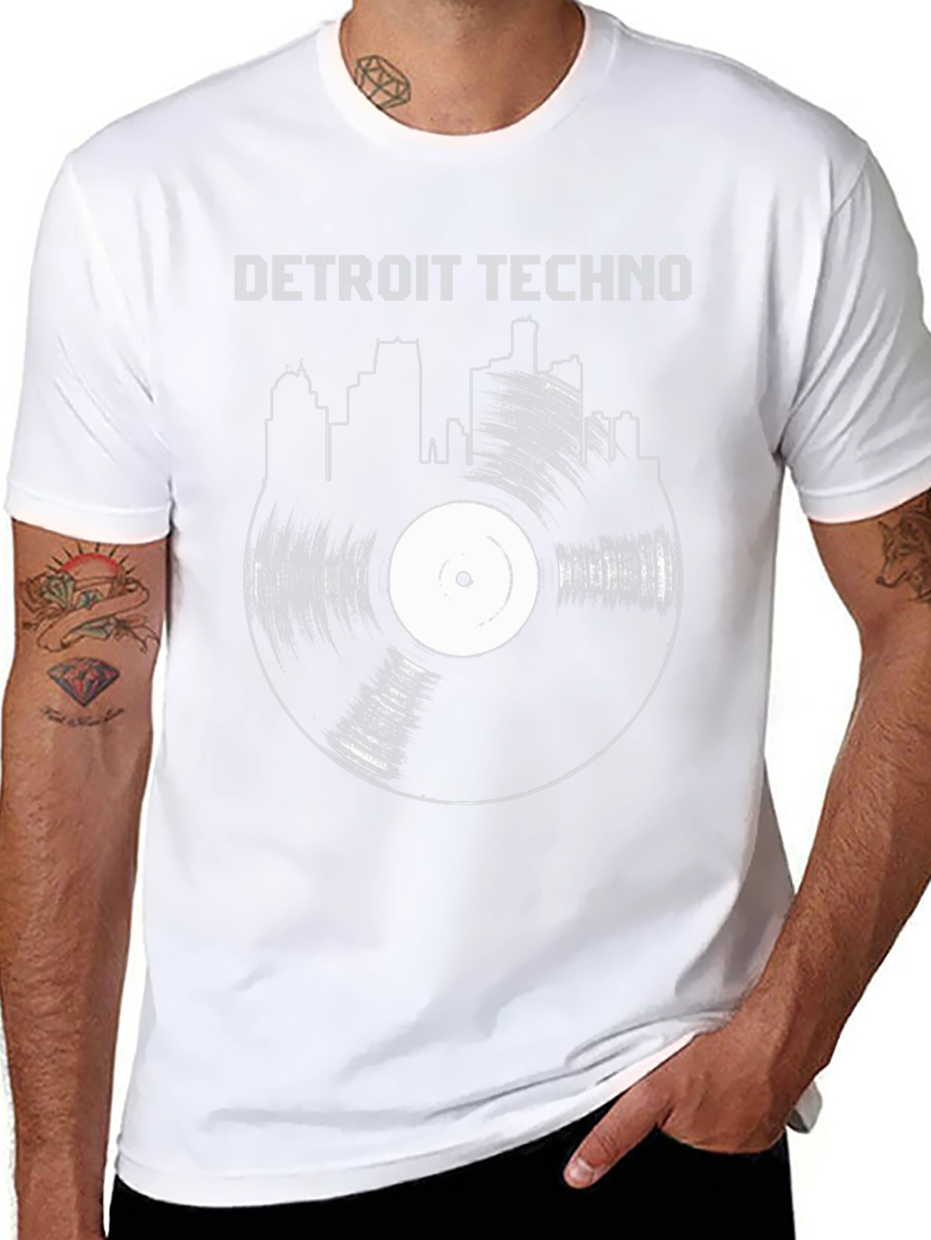 Camiseta Negra Detroit Techno Vinilo