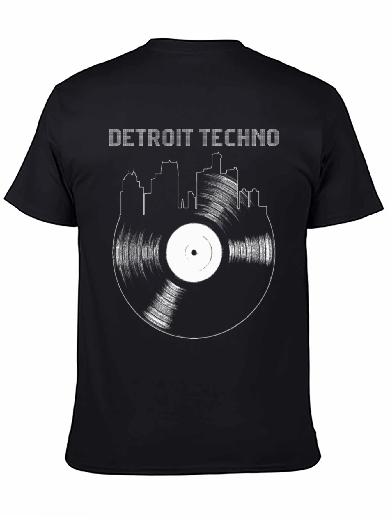 Camiseta Negra Detroit Techno Vinilo