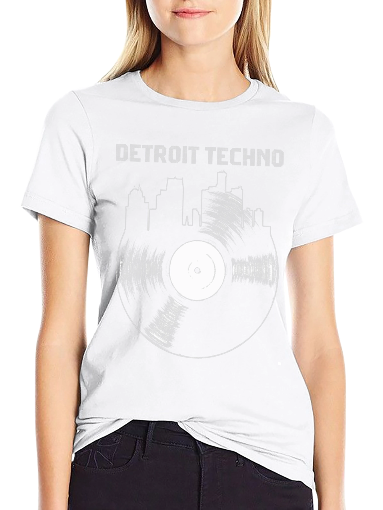 Camiseta Negra Detroit Techno Vinilo