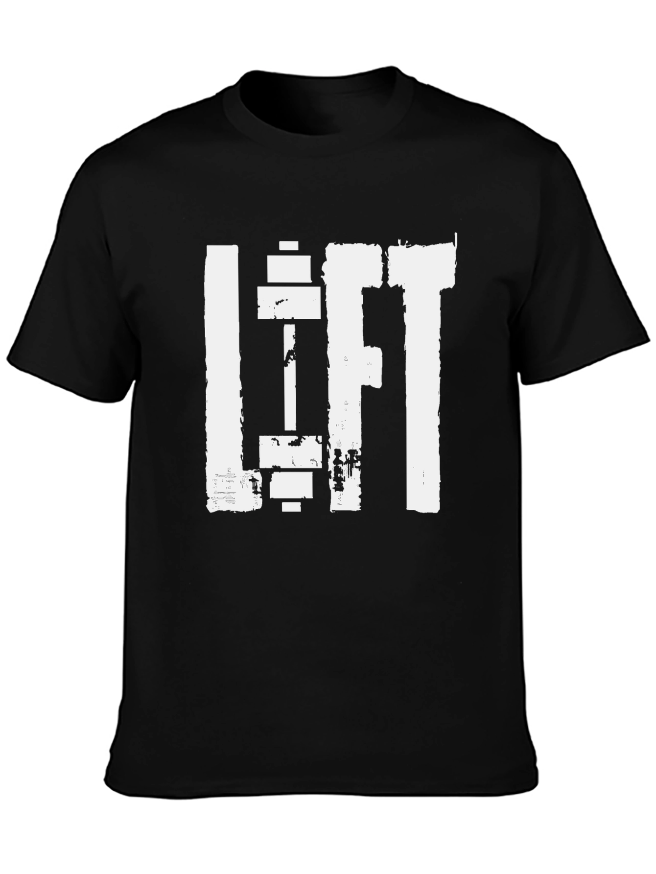 Camiseta Negra Deportiva Lift con Diseño de Pesas
