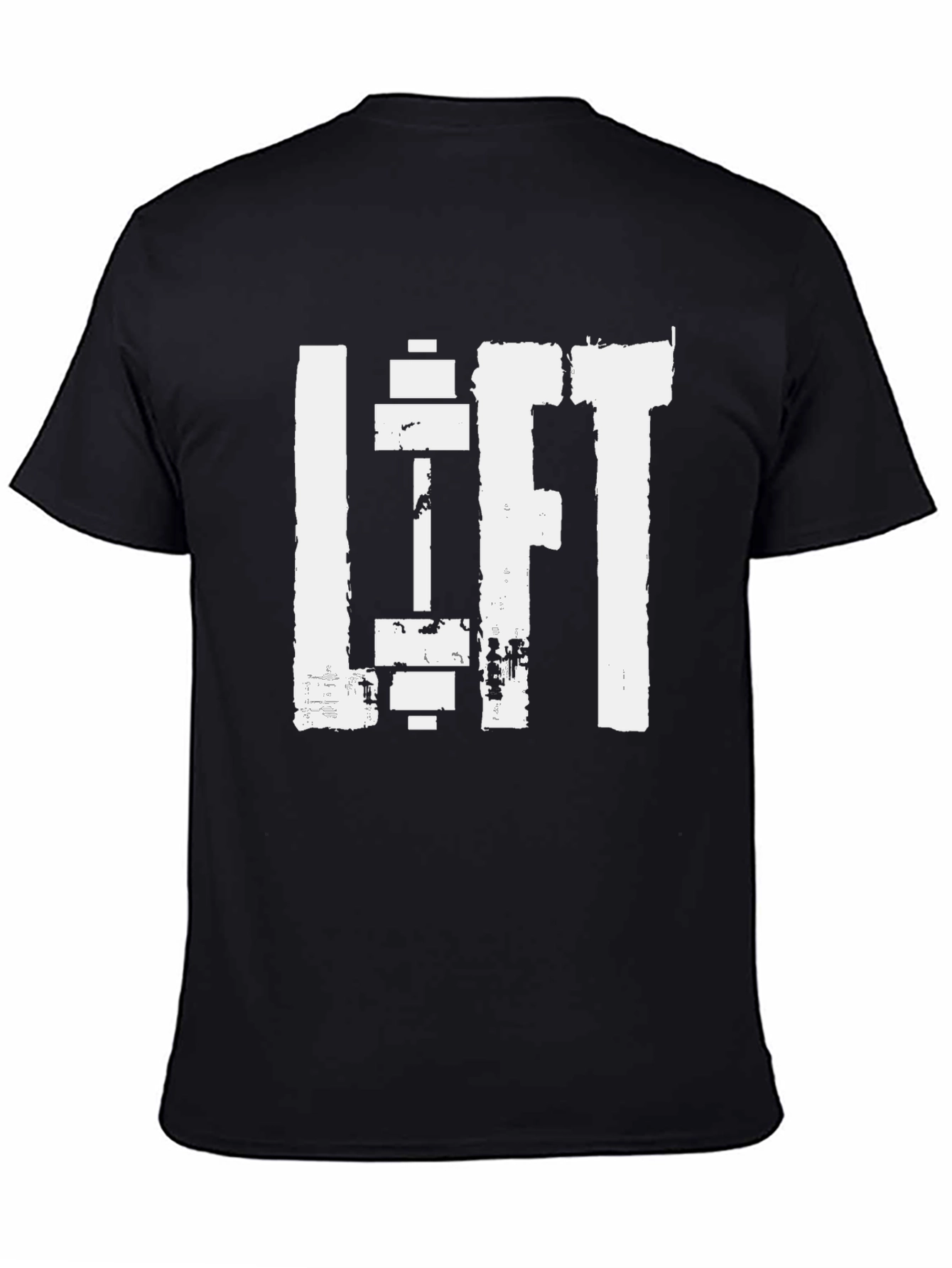 Camiseta Negra Deportiva Lift con Diseño de Pesas