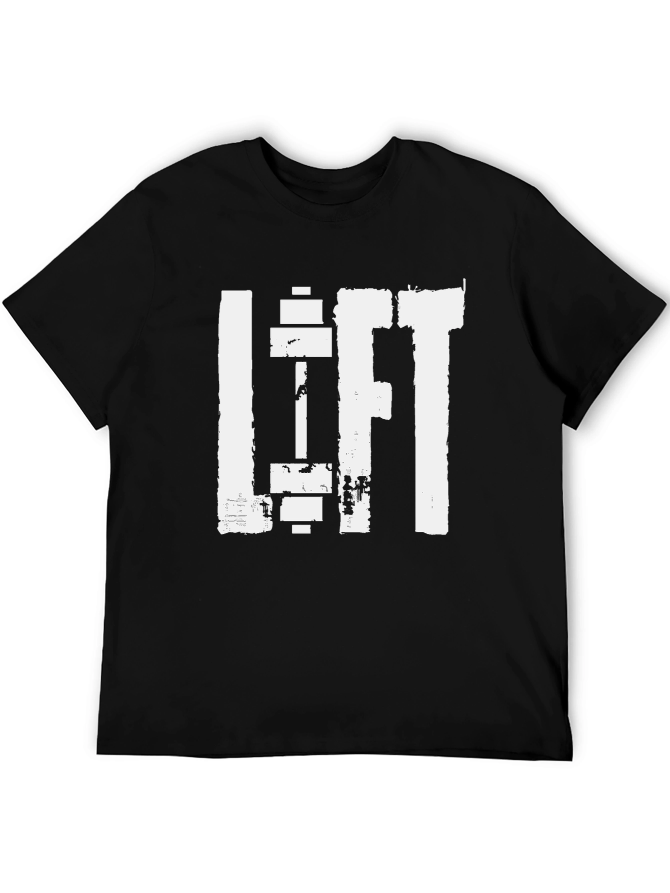 Camiseta Negra Deportiva Lift con Diseño de Pesas