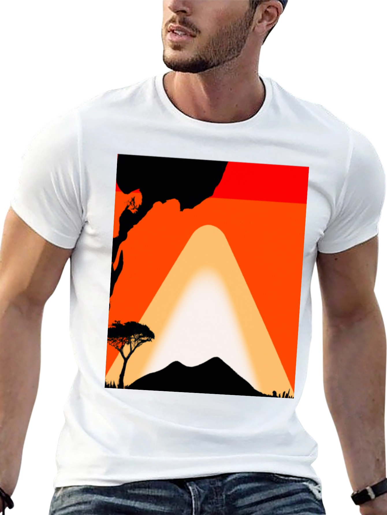 Camiseta con diseño africano al atardecer