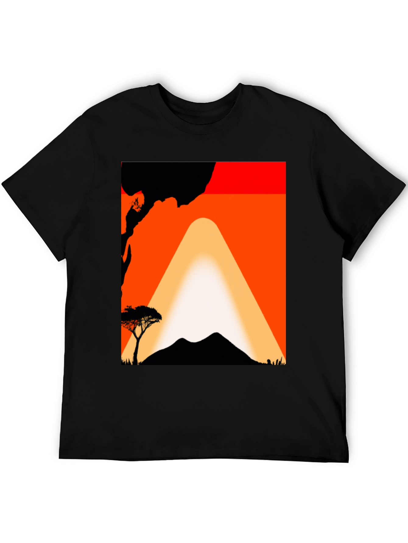 Camiseta con diseño africano al atardecer