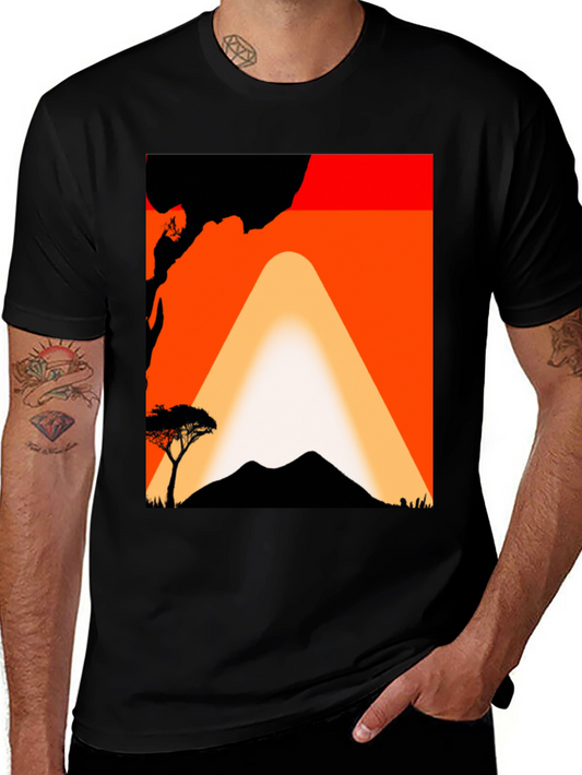 Camiseta con diseño africano al atardecer