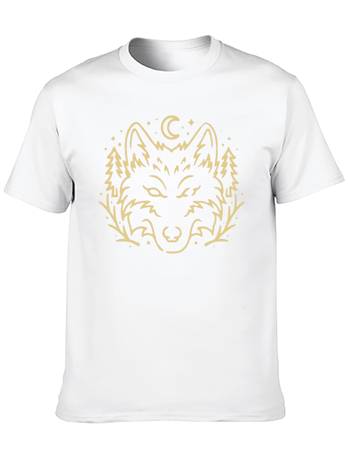 Camiseta Negra con Diseño de Lobo Místico