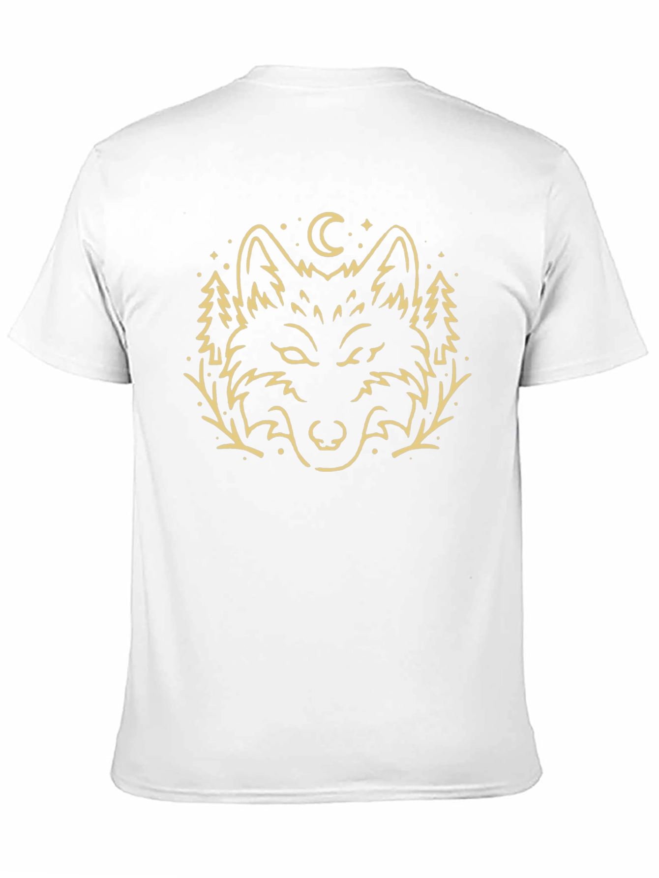 Camiseta Negra con Diseño de Lobo Místico
