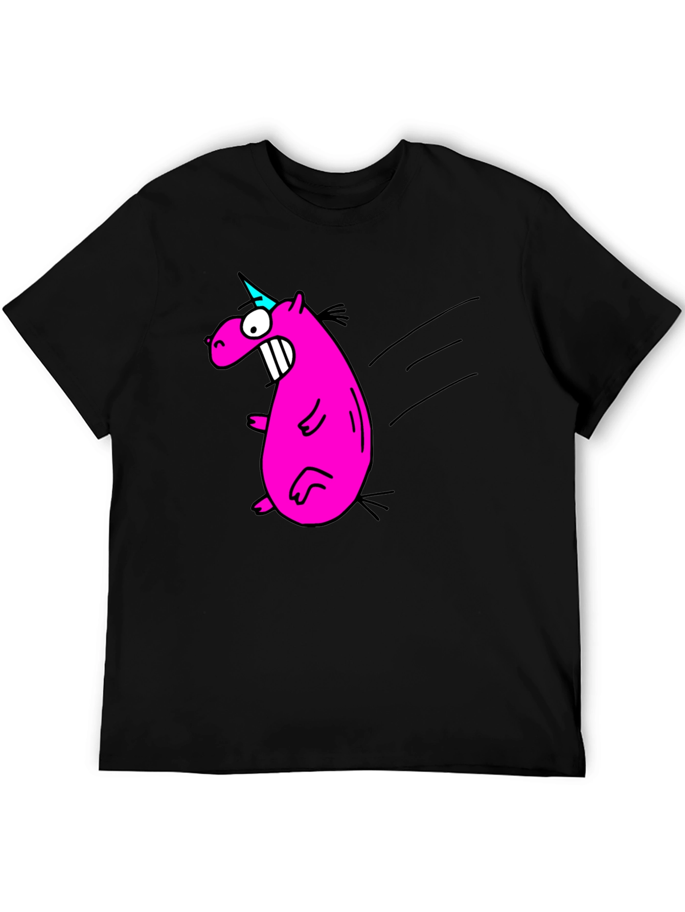 Camiseta Negra con Dibujo Unicornio Rosa