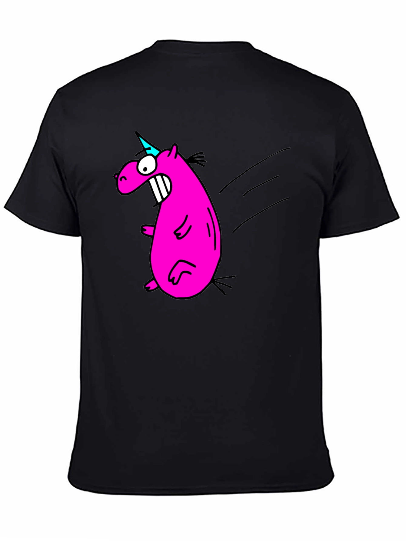 Camiseta Negra con Dibujo Unicornio Rosa