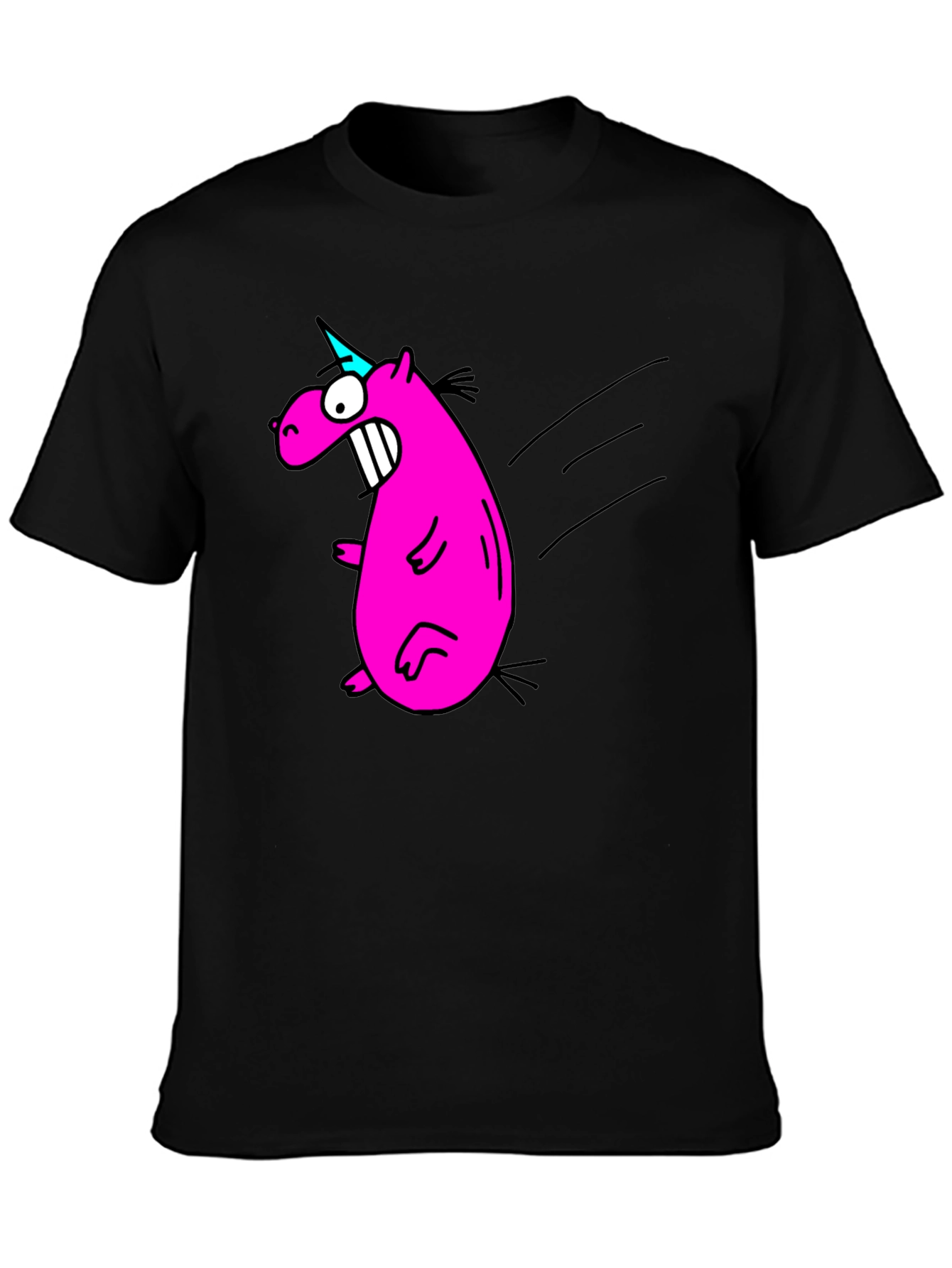 Camiseta Negra con Dibujo Unicornio Rosa