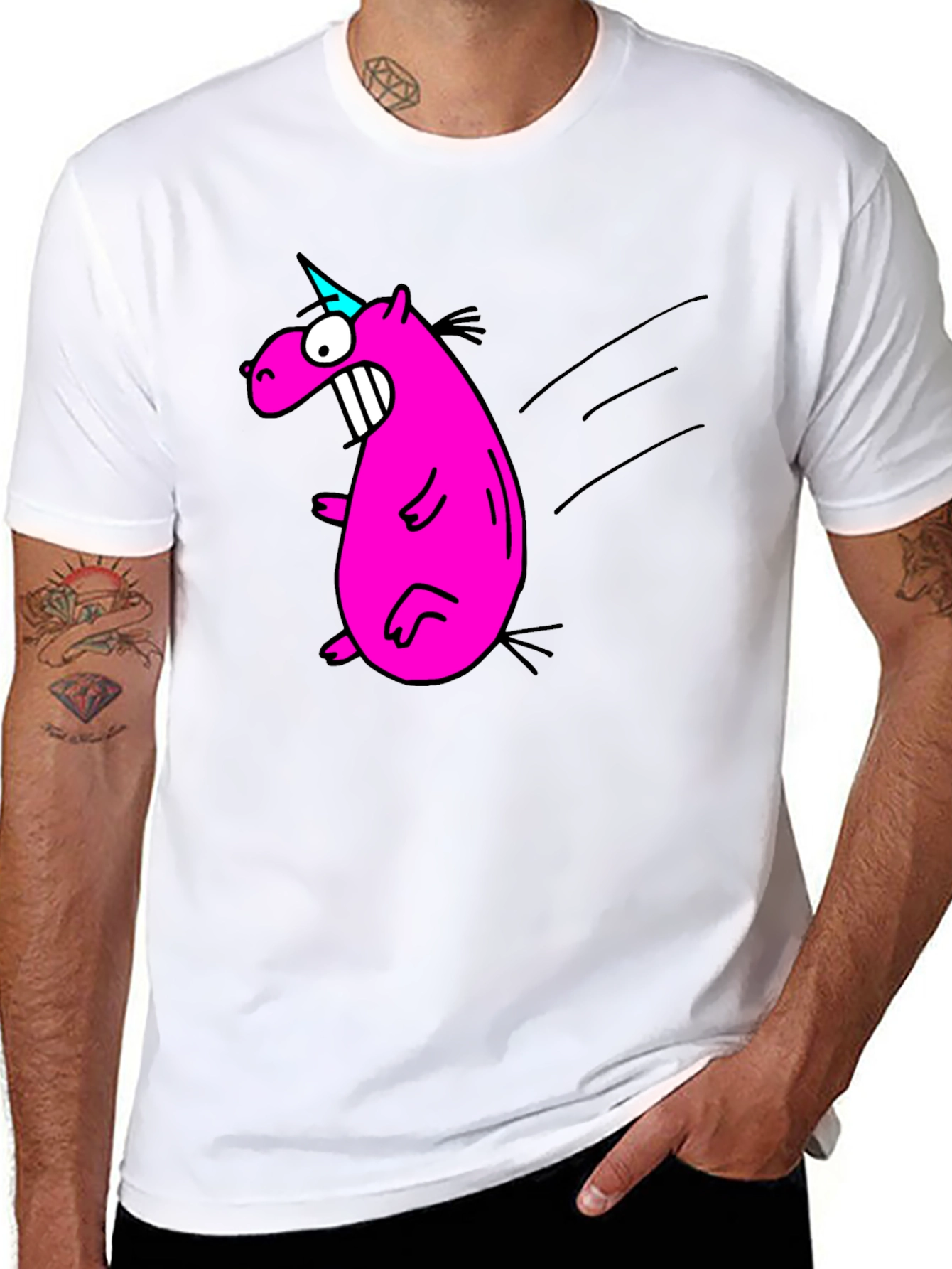 Camiseta Negra con Dibujo Unicornio Rosa