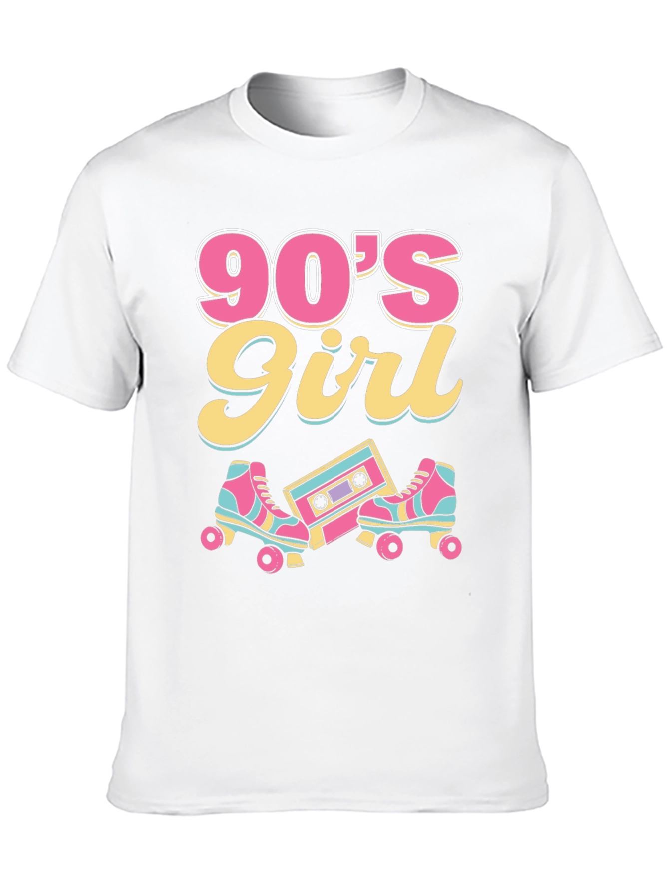 Camiseta Negra Diseño Patines y Casete Años 90