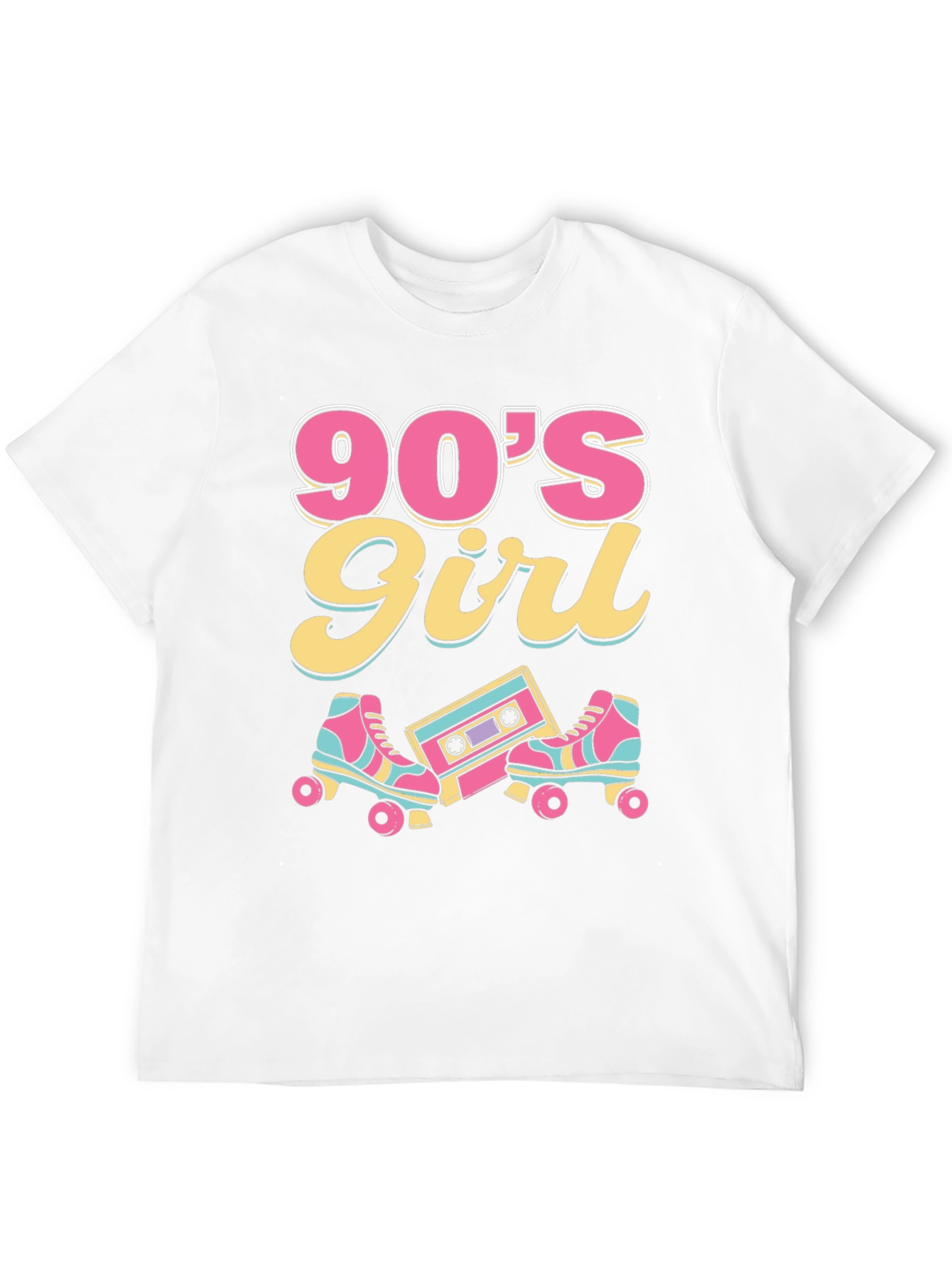 Camiseta Negra Diseño Patines y Casete Años 90