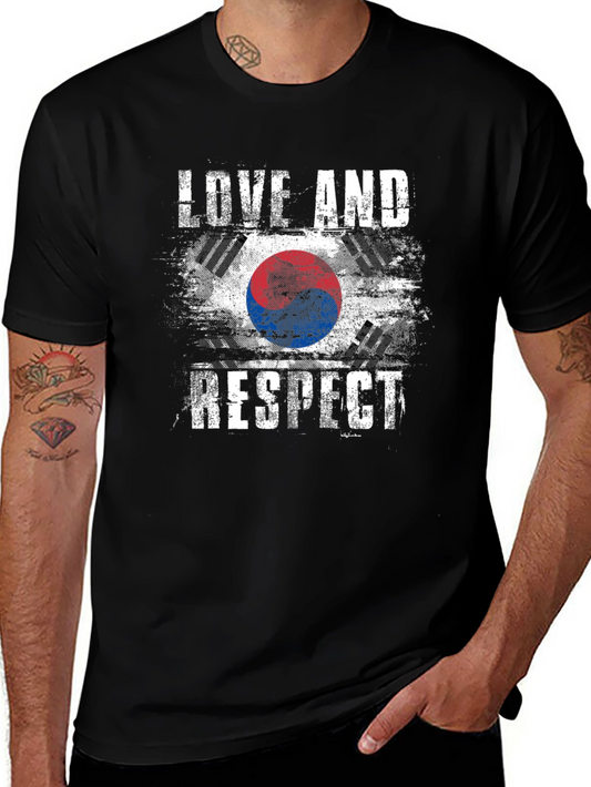 Camiseta Negra: Amor y Respeto - Bandera de Corea del Sur