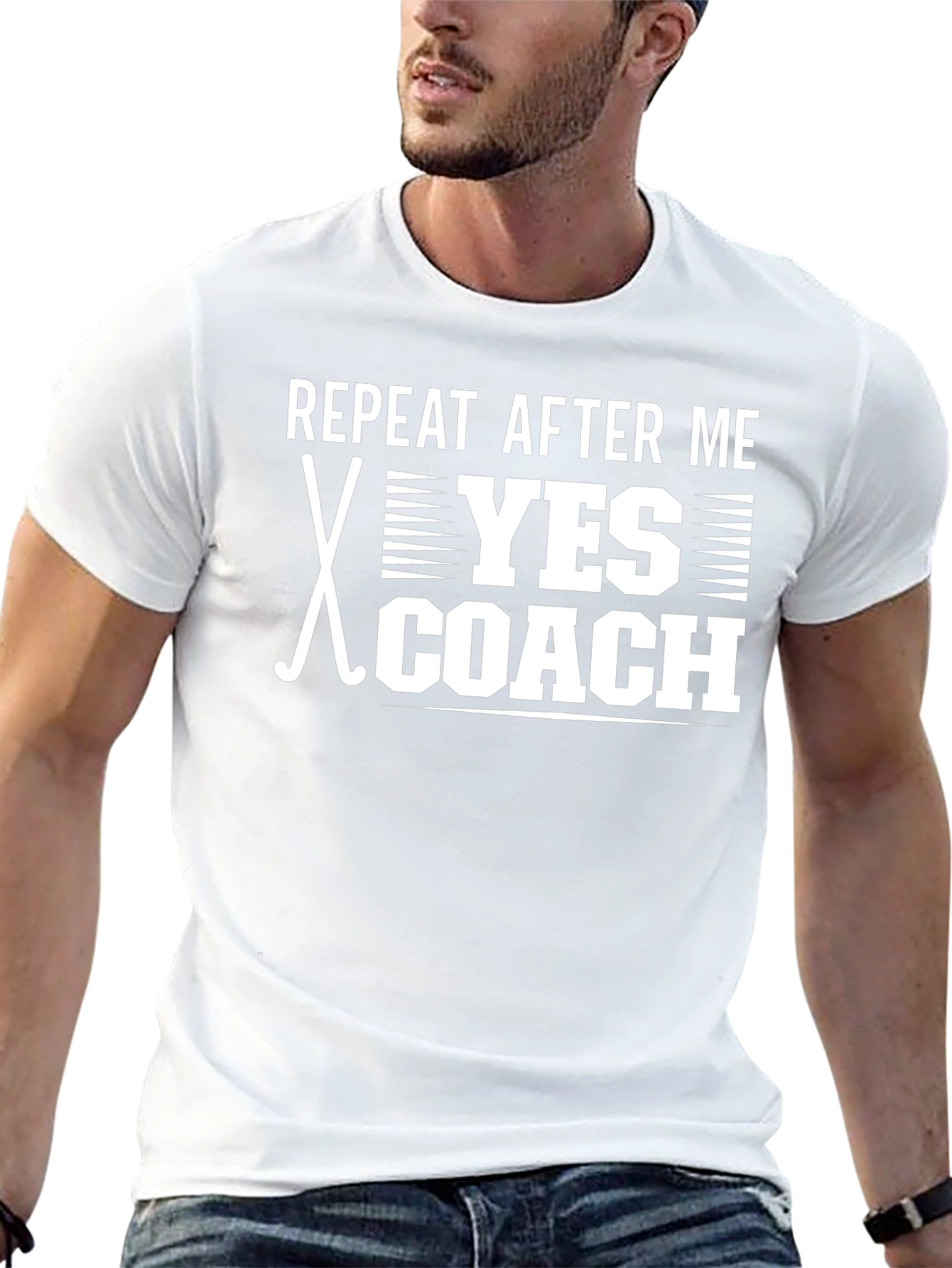 Camiseta Negra Repeat After Me Yes Coach