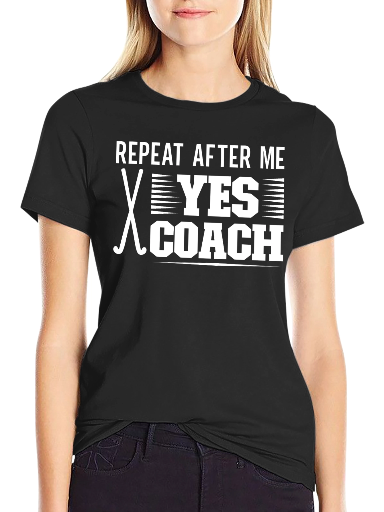 Camiseta Negra Repeat After Me Yes Coach