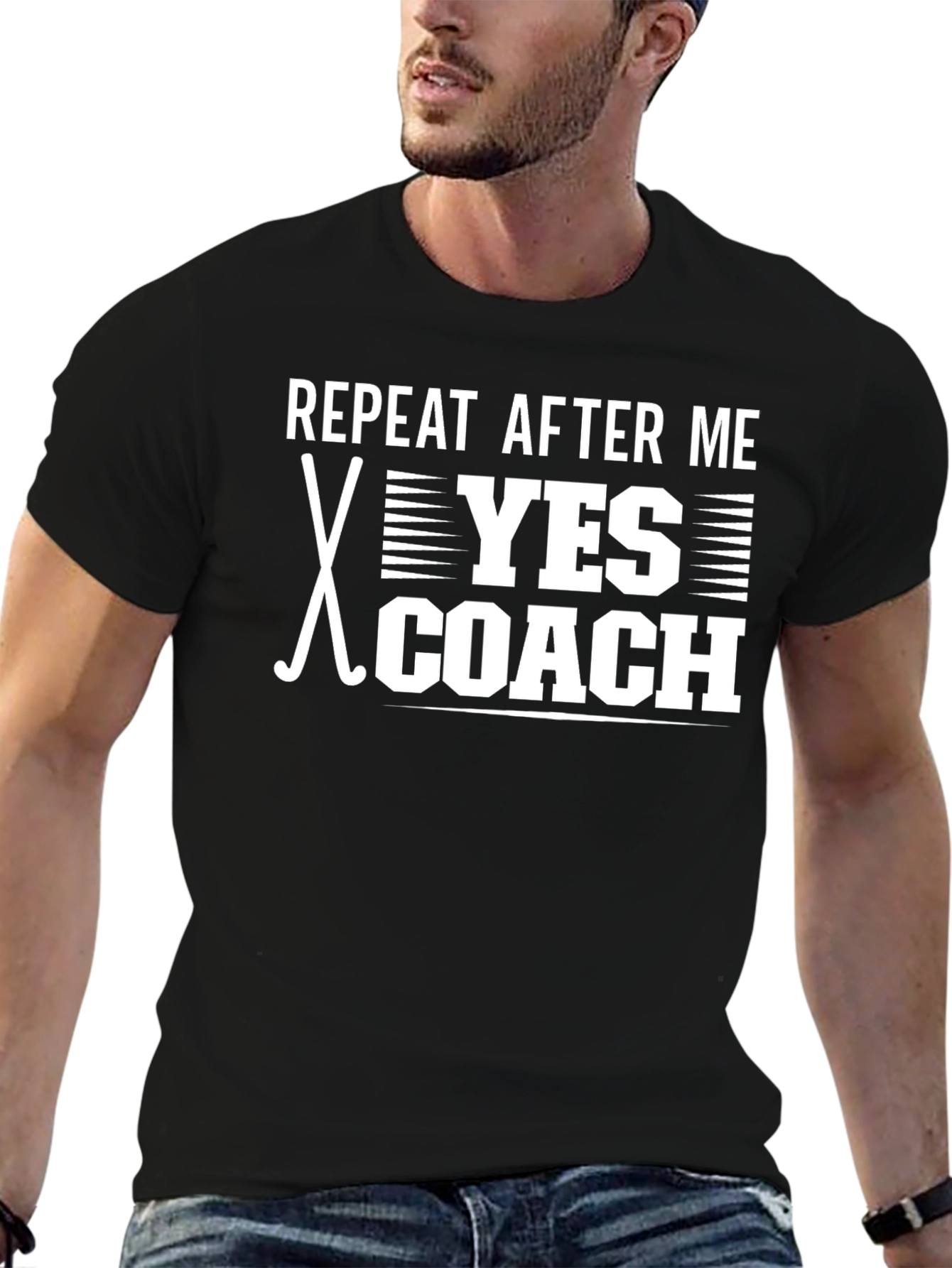 Camiseta Negra Repeat After Me Yes Coach