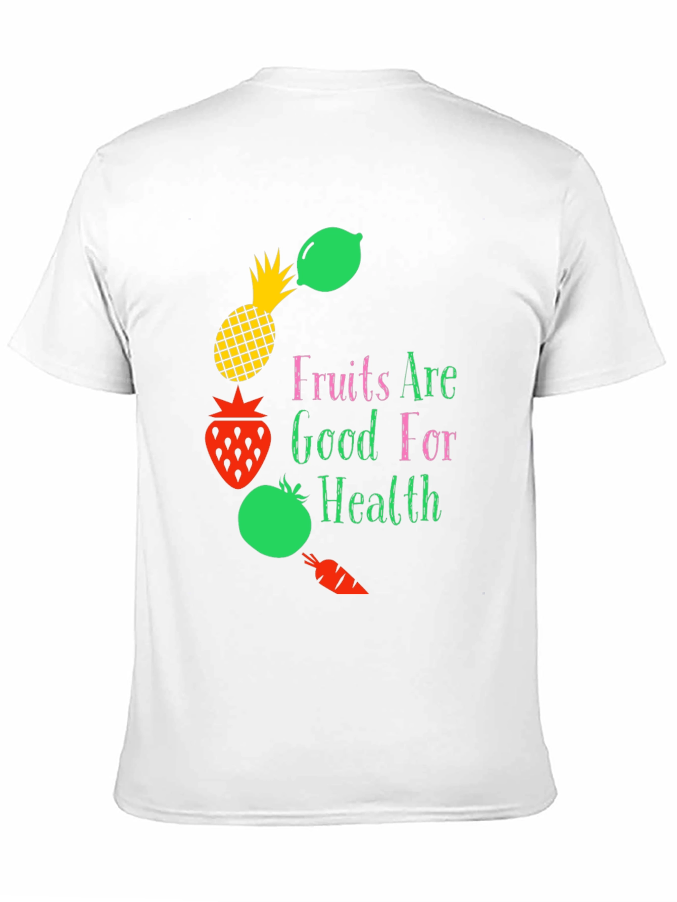 Camiseta Negra con Diseño Frutas y Salud
