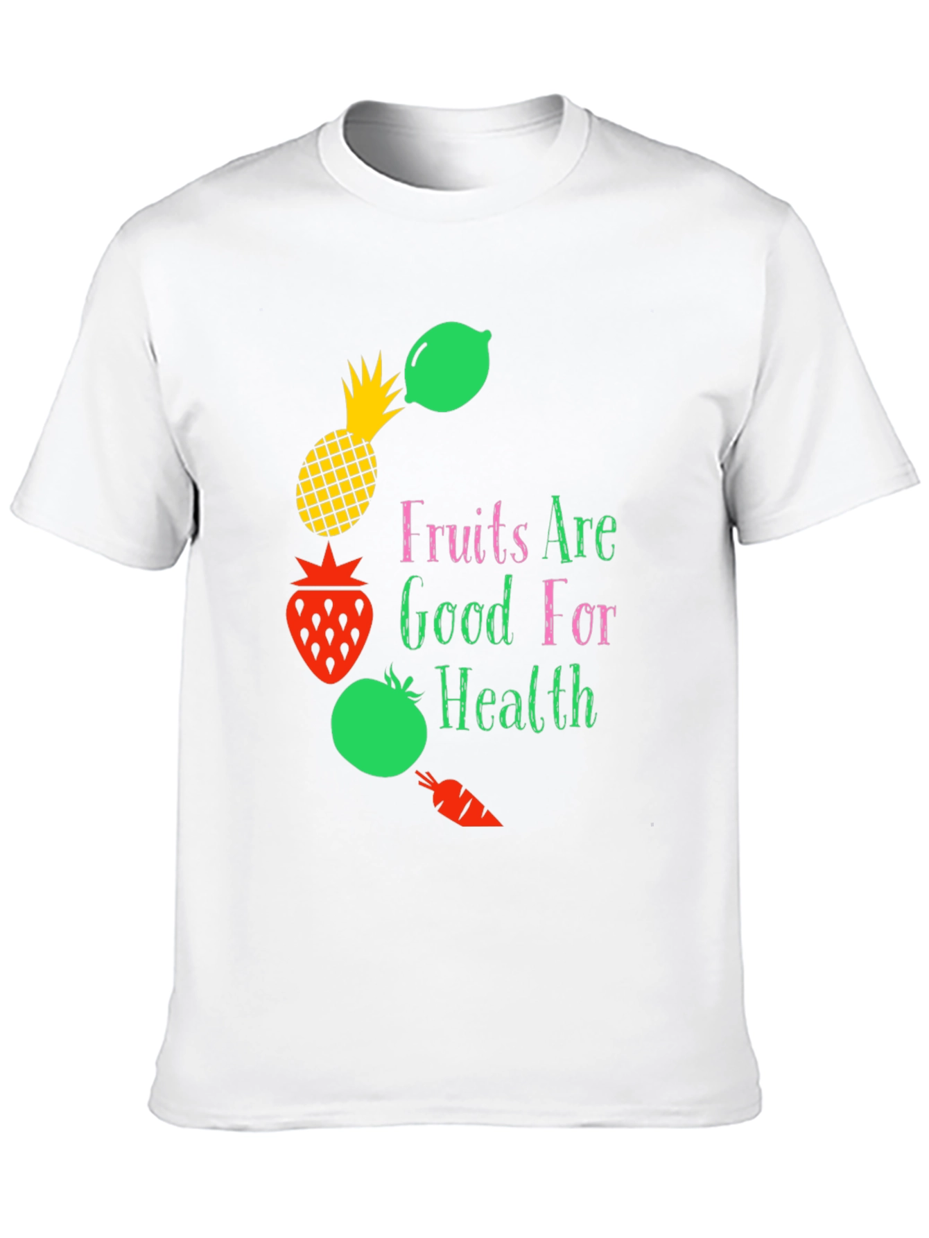 Camiseta Negra con Diseño Frutas y Salud