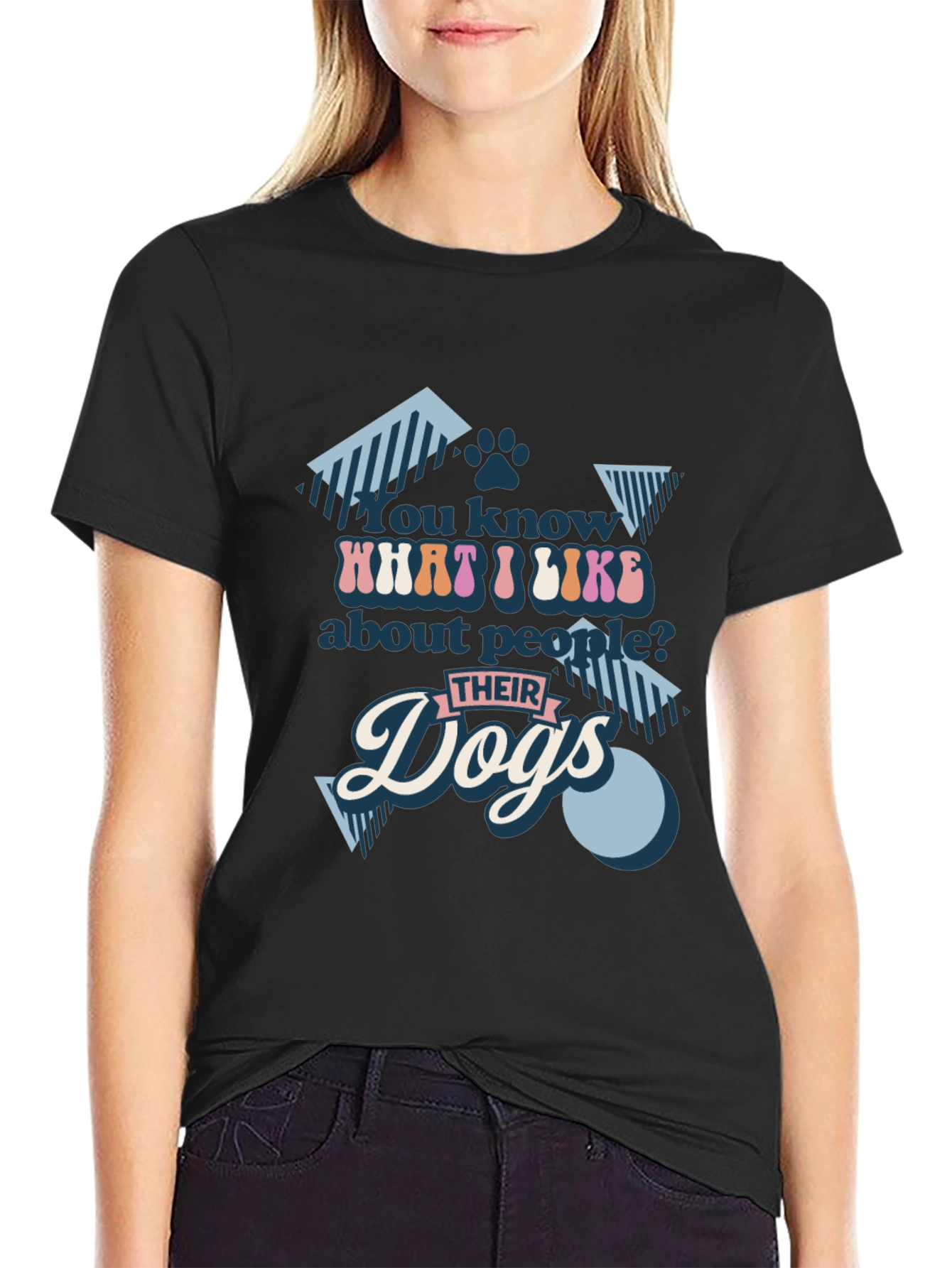 Camiseta Negra con Diseño de Amantes de los Perros