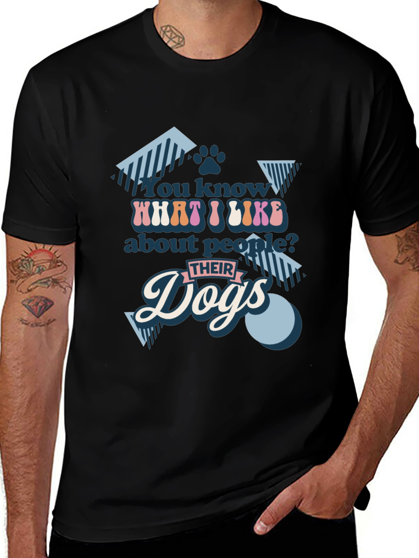 Camiseta Negra con Diseño de Amantes de los Perros