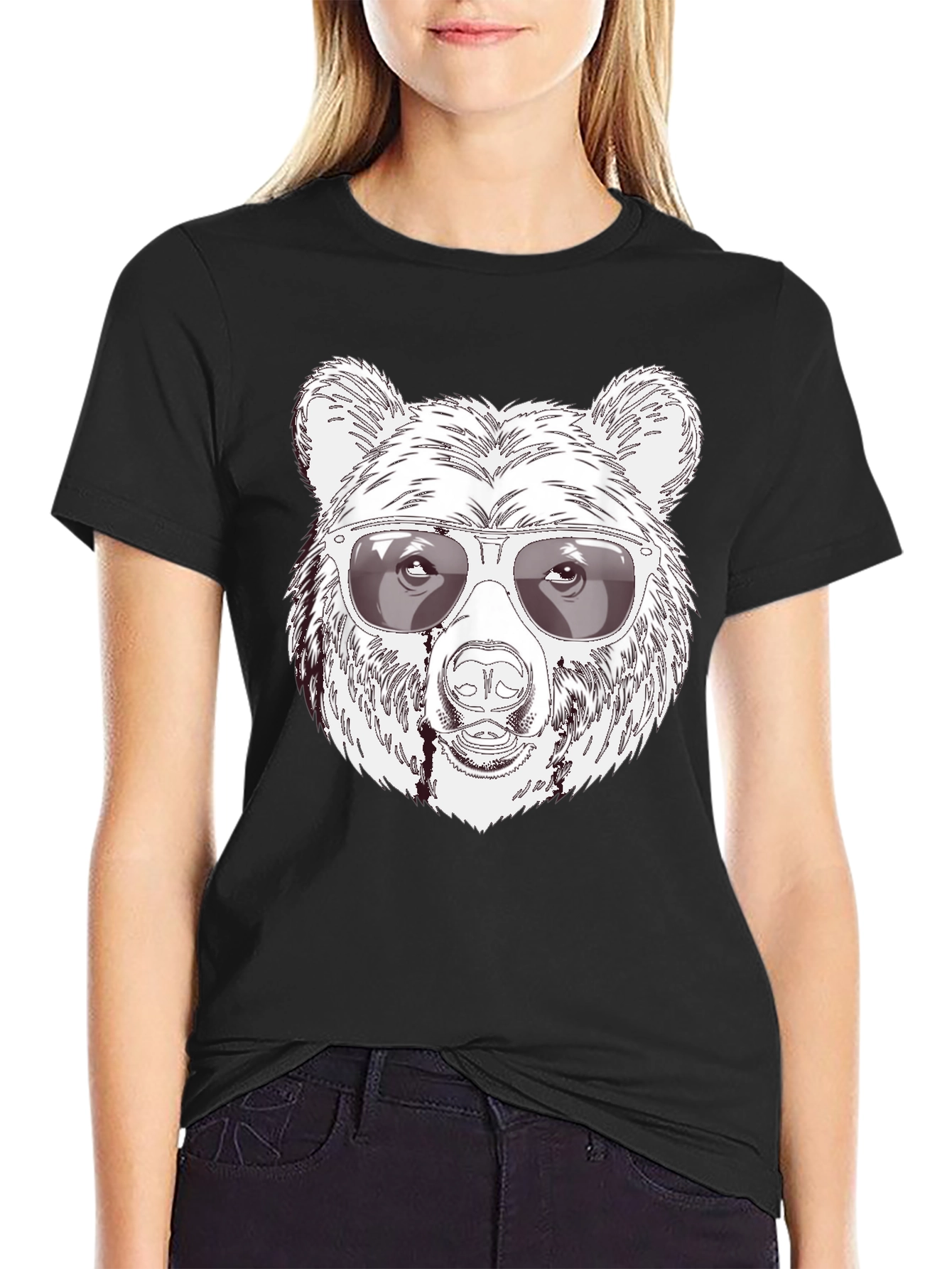 Camiseta Negra Oso Cool