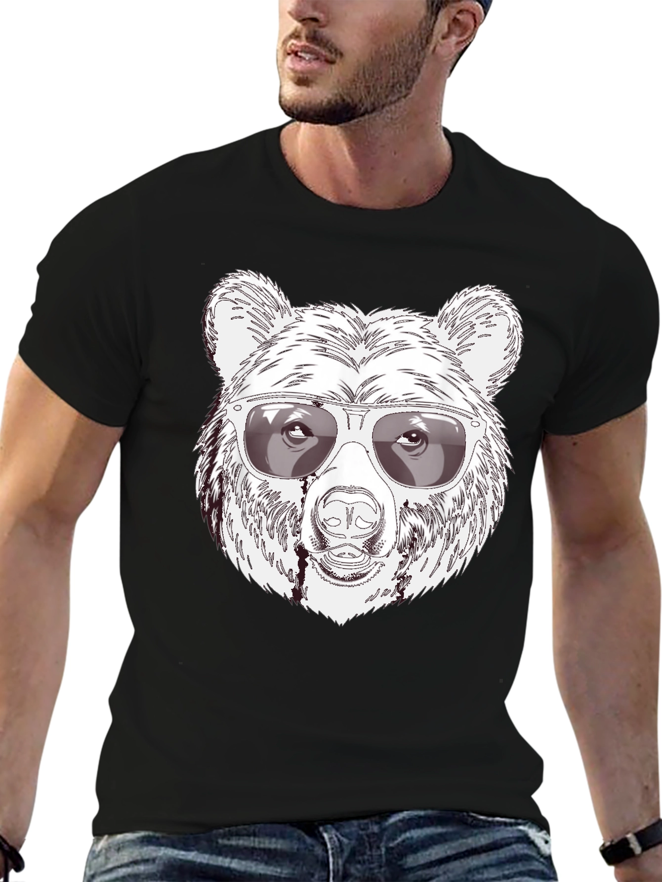 Camiseta Negra Oso Cool