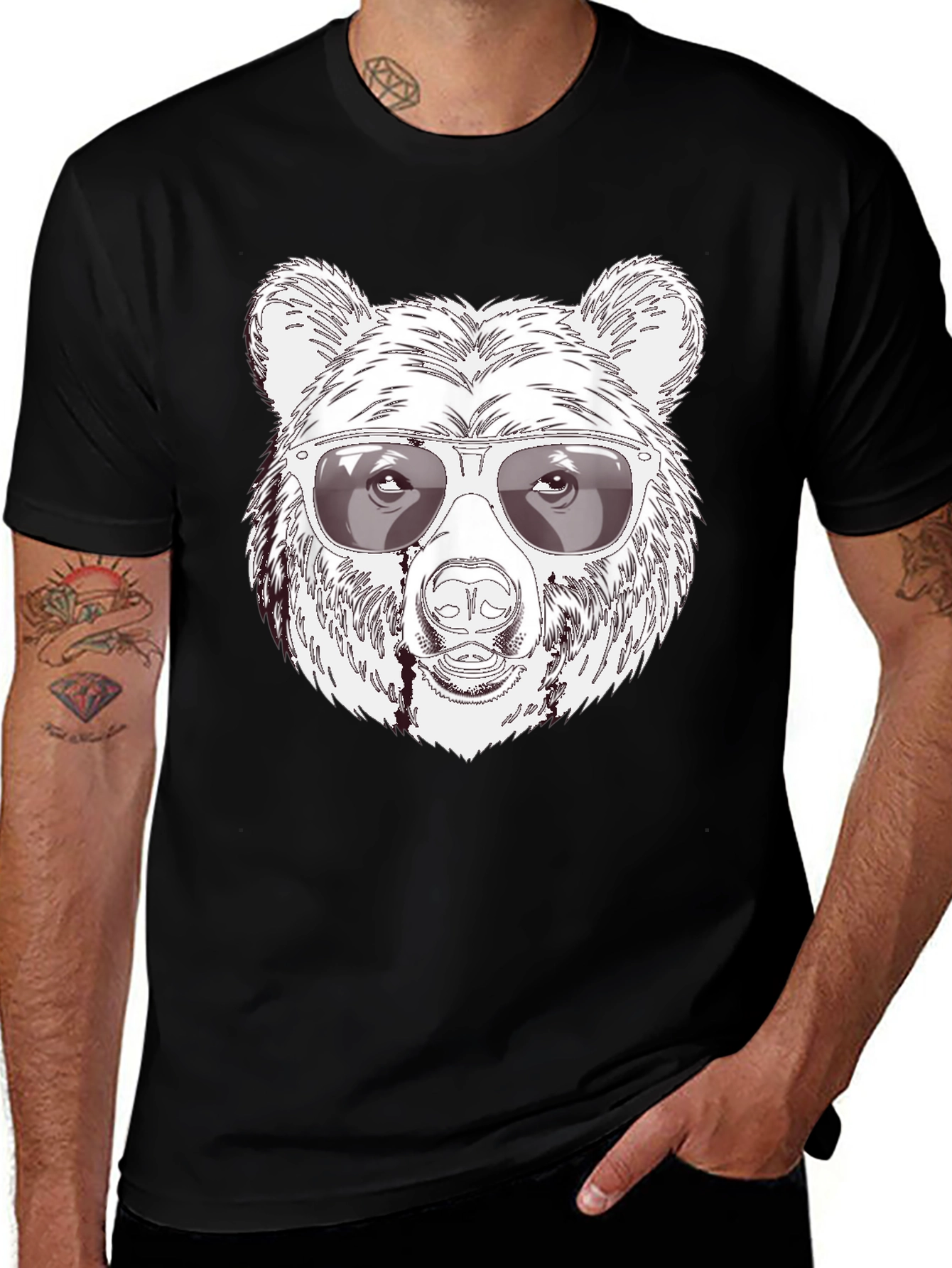 Camiseta Negra Oso Cool