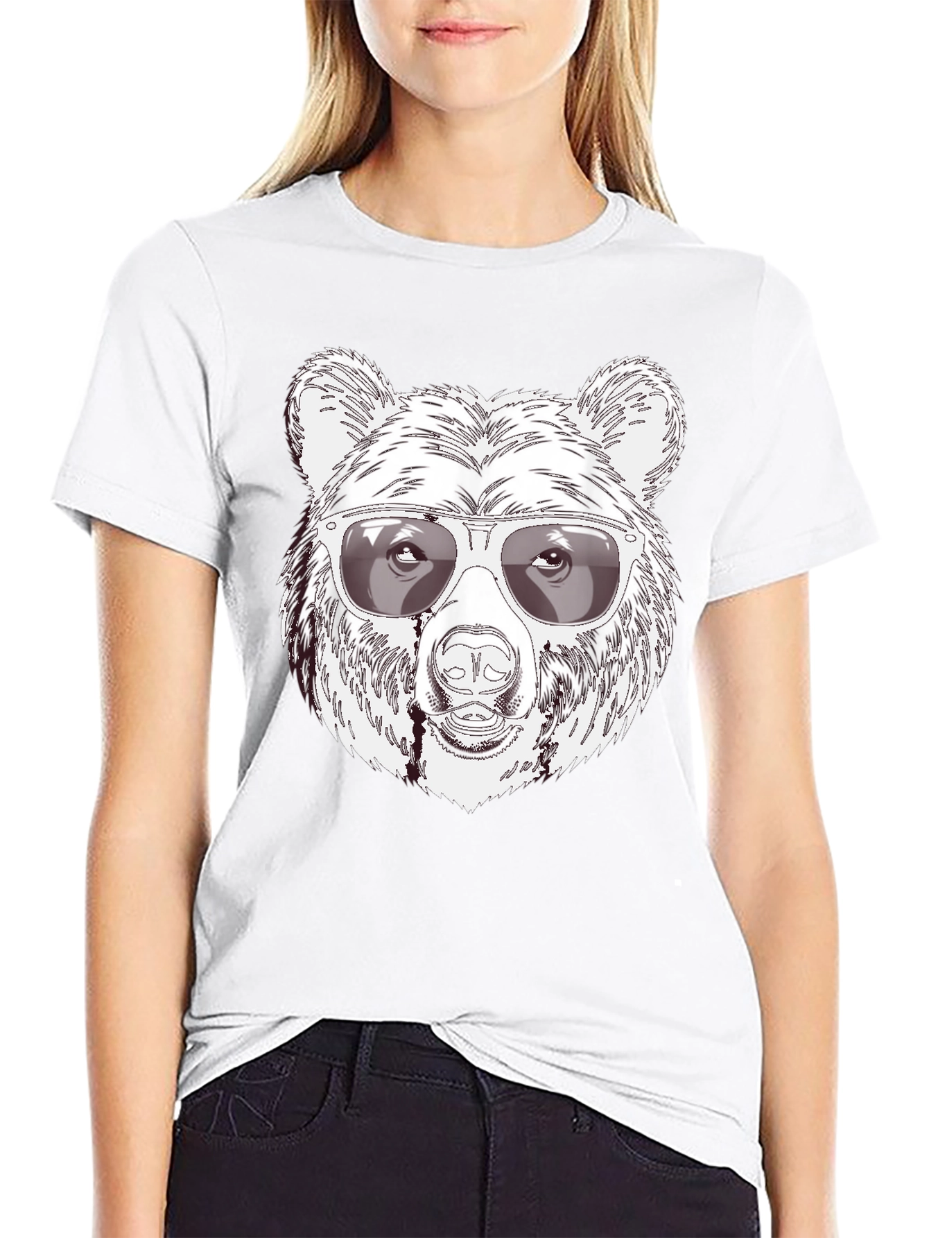 Camiseta Negra Oso Cool