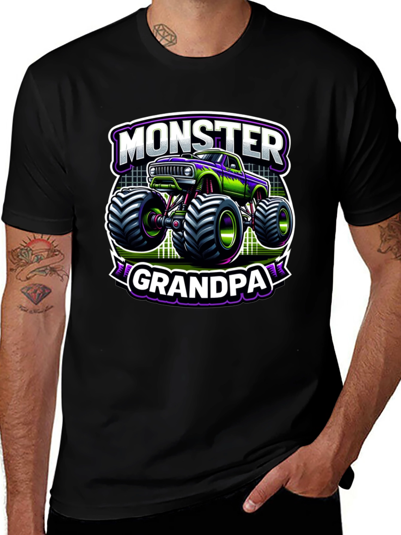 Camiseta Negra Monster Grandpa