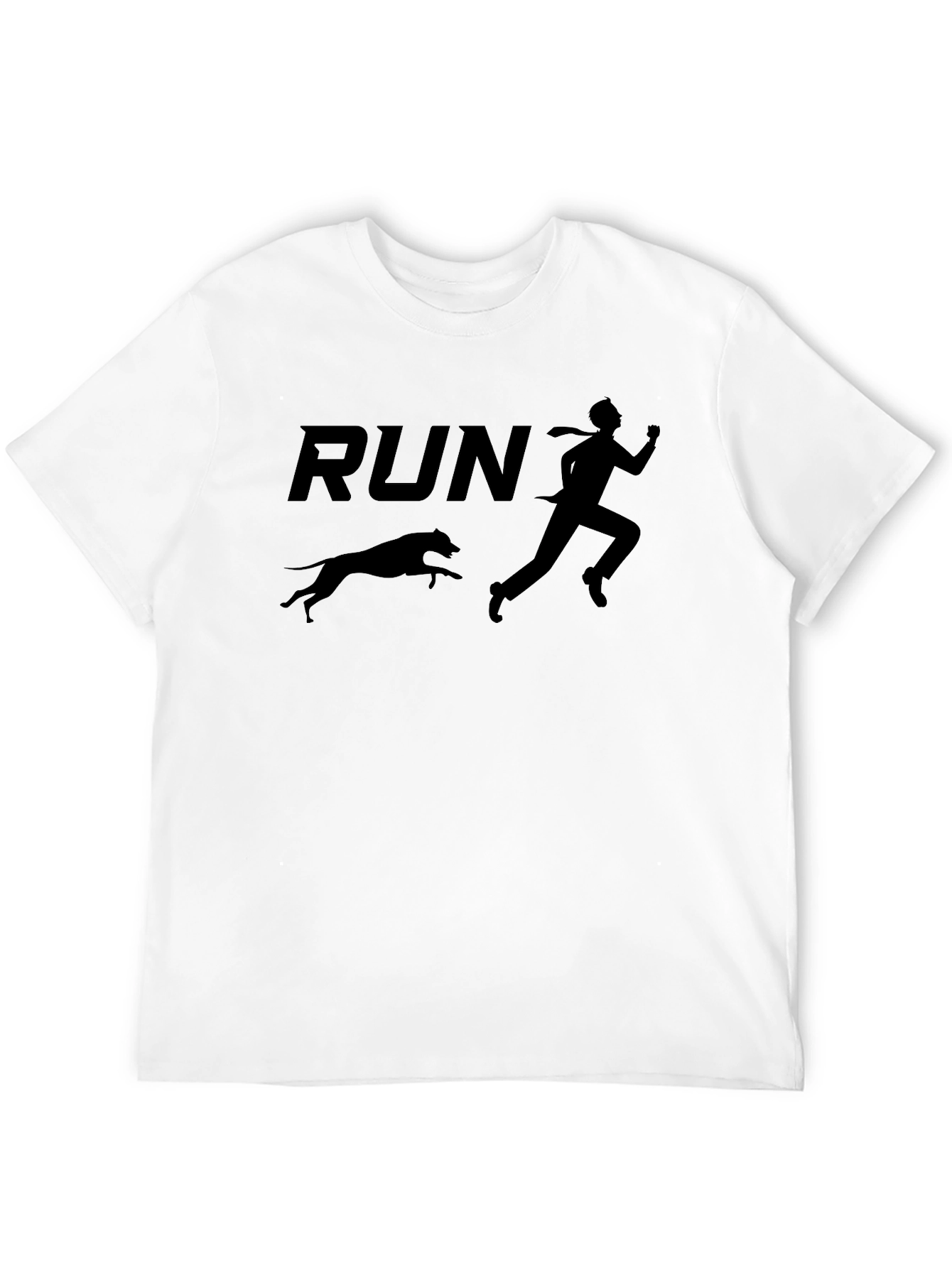 Camiseta Negra: Hombre Corriendo con Perro