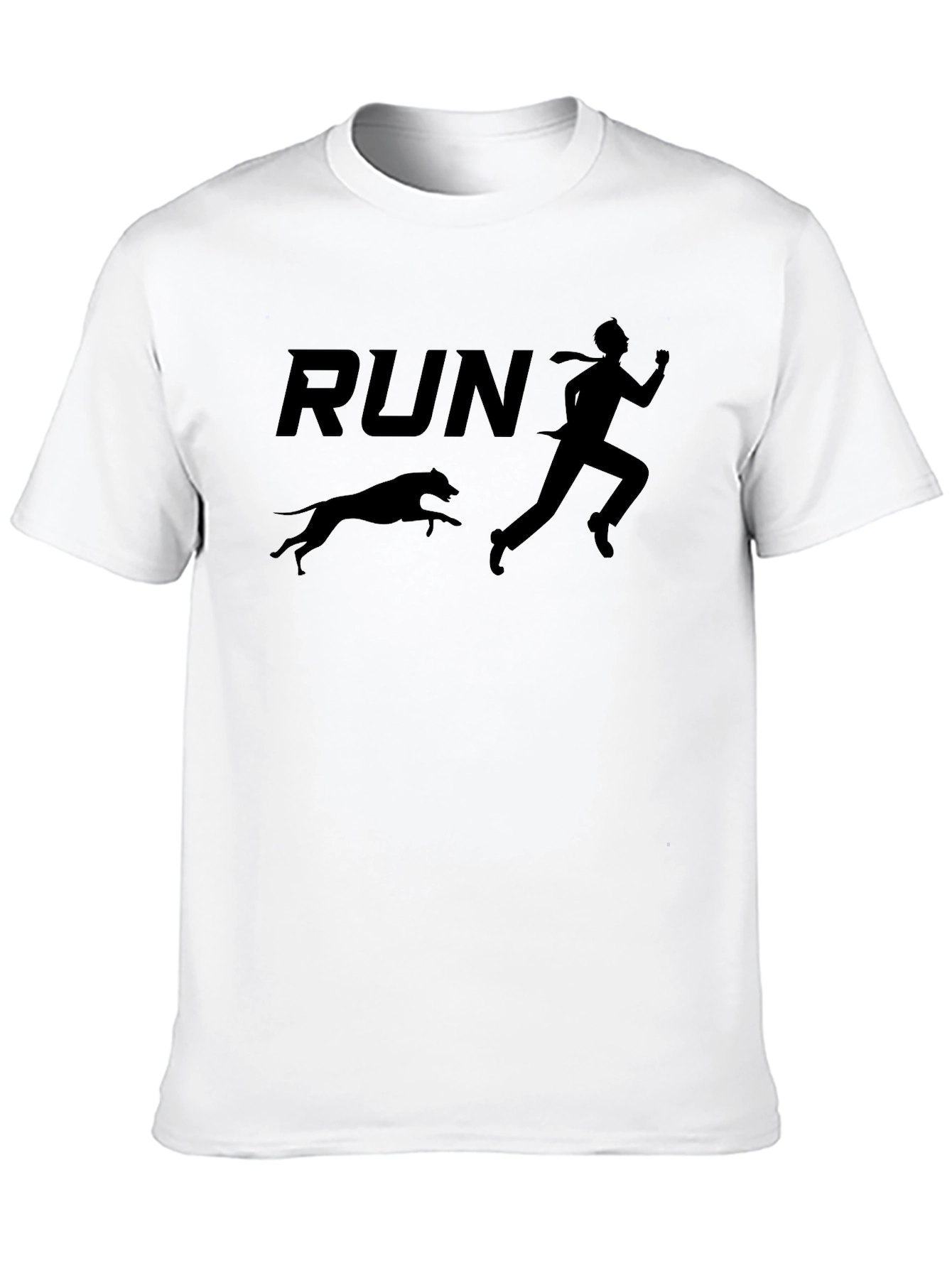 Camiseta Negra: Hombre Corriendo con Perro