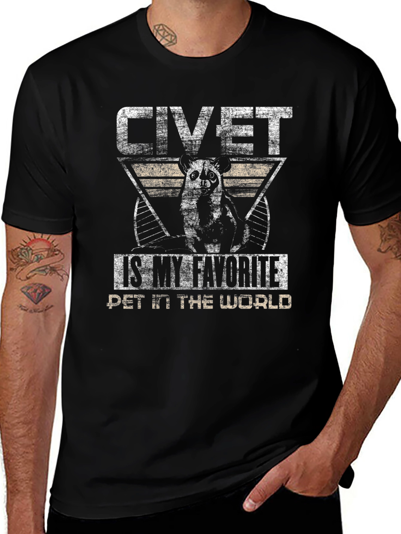 Camiseta Negra Civeta Mi Mascota Favorita