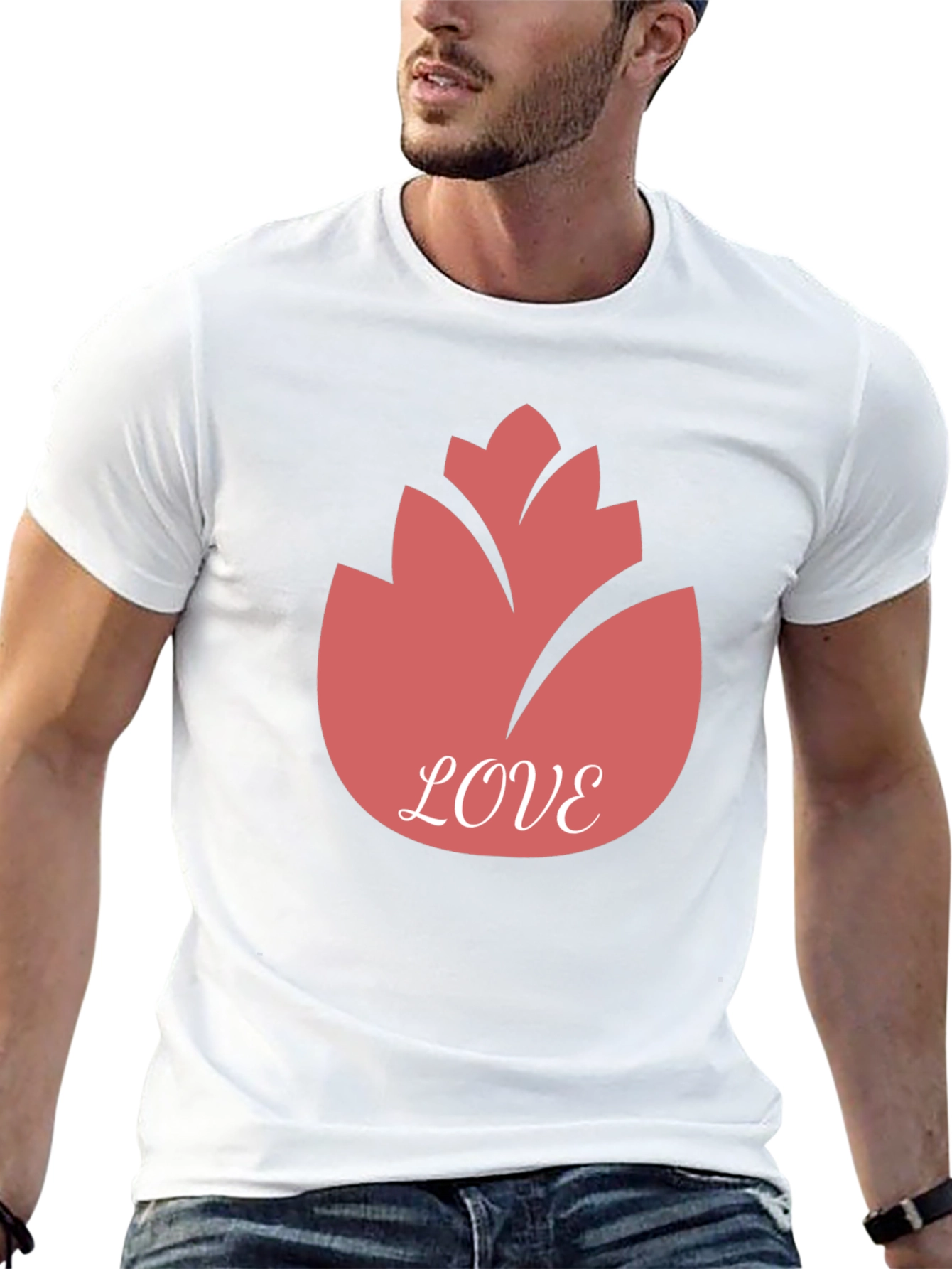 Camiseta Negra con Diseño Floral Love