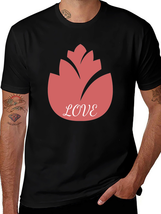 Camiseta Negra con Diseño Floral Love