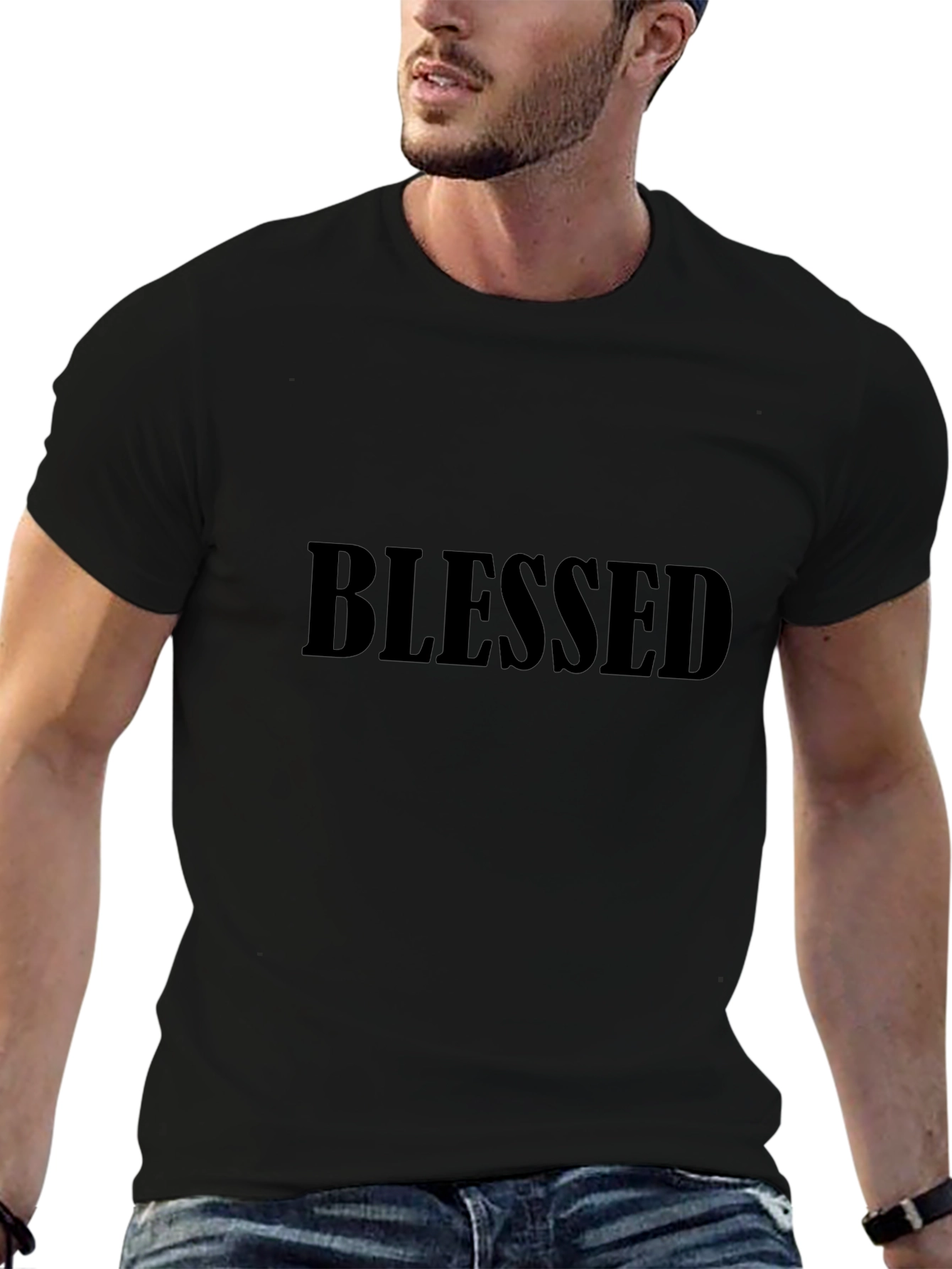 Camiseta Negra Blessed para Hombre
