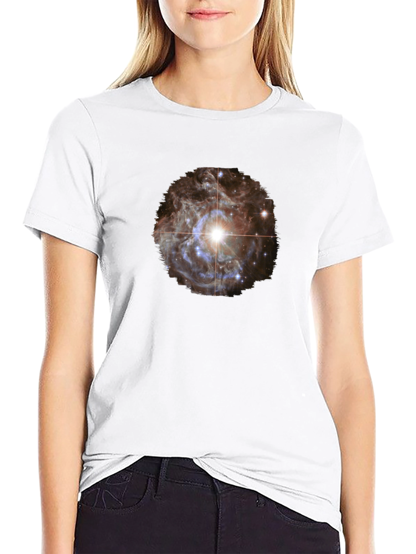 Camiseta Negra con Diseño Espacial